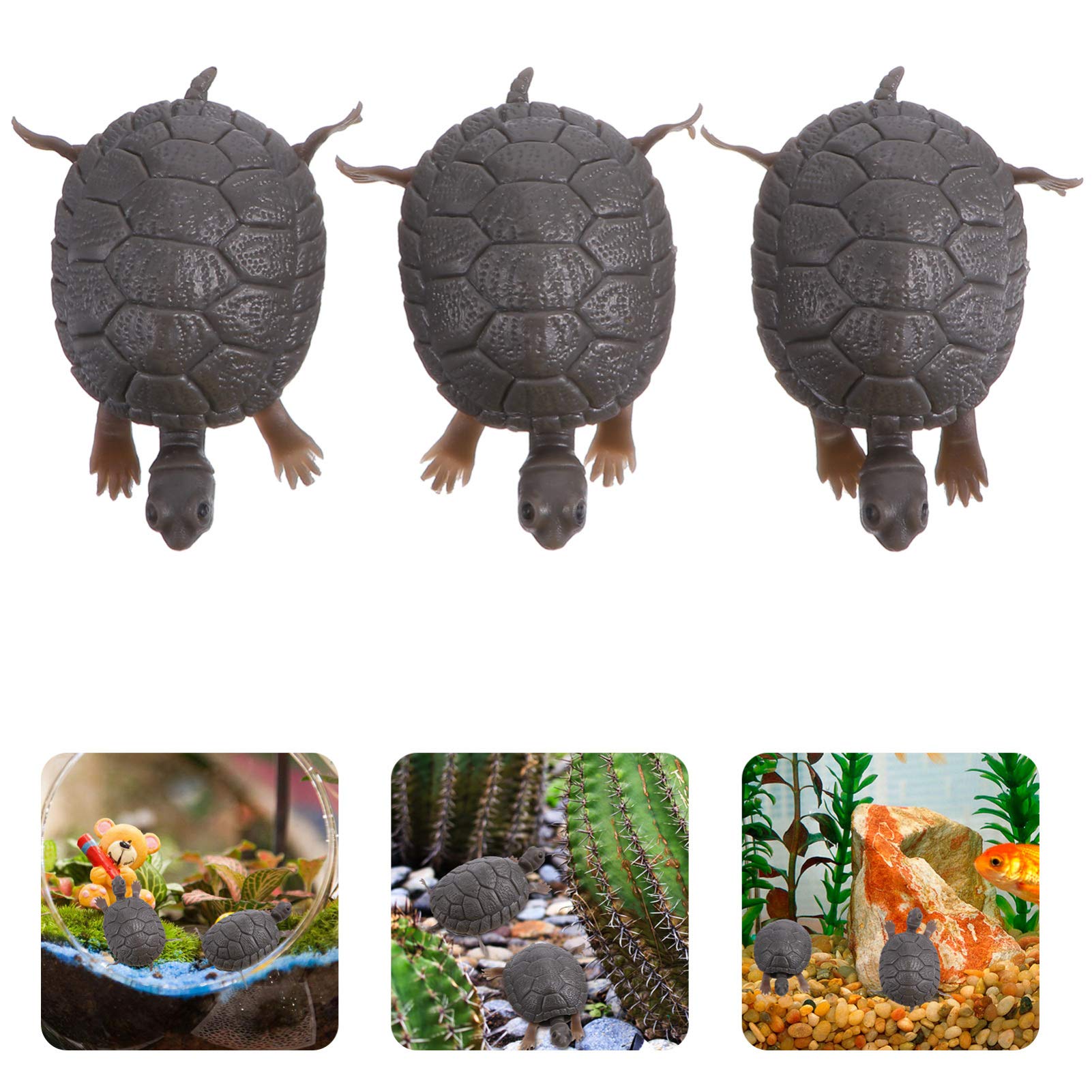 Balacoo 3pcs Plastic Turtle Figurines for Aquarium Decor - Fish Tank Landscape Ornament