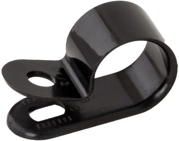 R-Type Nylon Cable Clamps - Black Wire Hose Clips for Electrical & Automotive Use - Secure Cable Management for Home, Office, and DIY Projects
