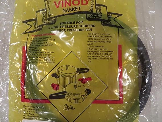 Food Safe Nitrile Gasket for Vinod Regular & Platinum 5L Pressure Cooker - Replacement Seal for Junior Pan - Perfect for Home Cooking & Meal Prep