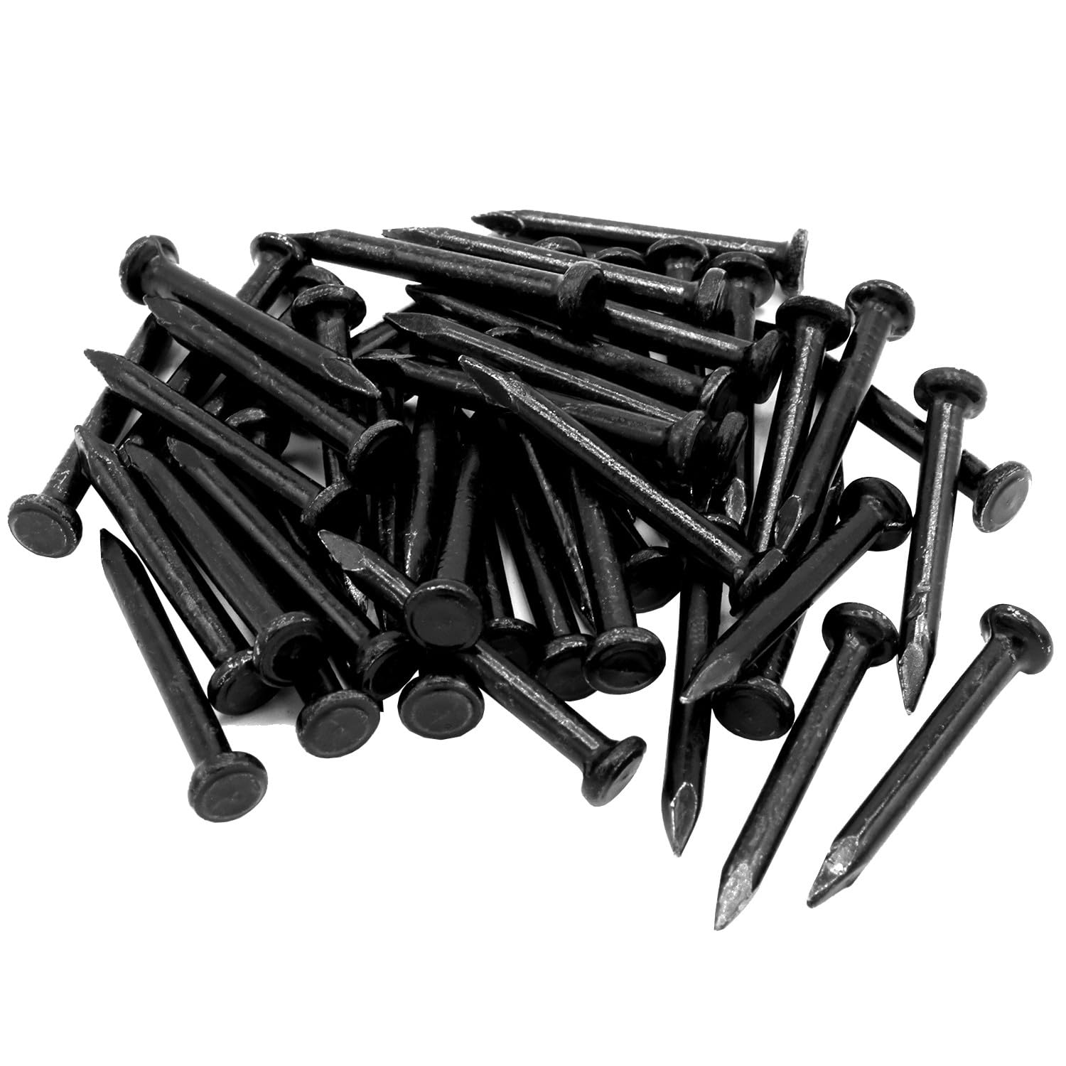 50PCS 1-Inch Carbon Steel Masonry Nails - Black 25mm Concrete Nails with Sharp Point Tip for Woodworking, Wall Cement & Construction Projects - Heavy Duty Fasteners for DIY Home Improvement and Professional Use