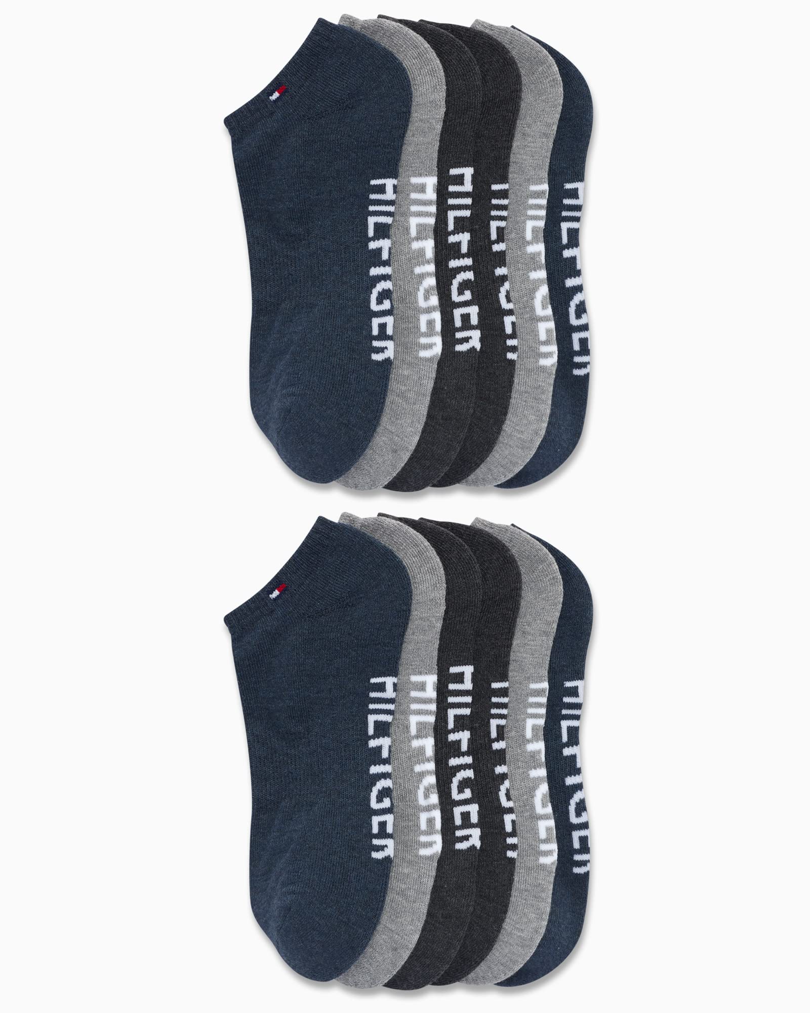 Tommy Hilfiger Men's Athletic No Show Socks 12-Pack - Breathable Cushioned Low Cut Socks for Running, Gym & Casual Wear