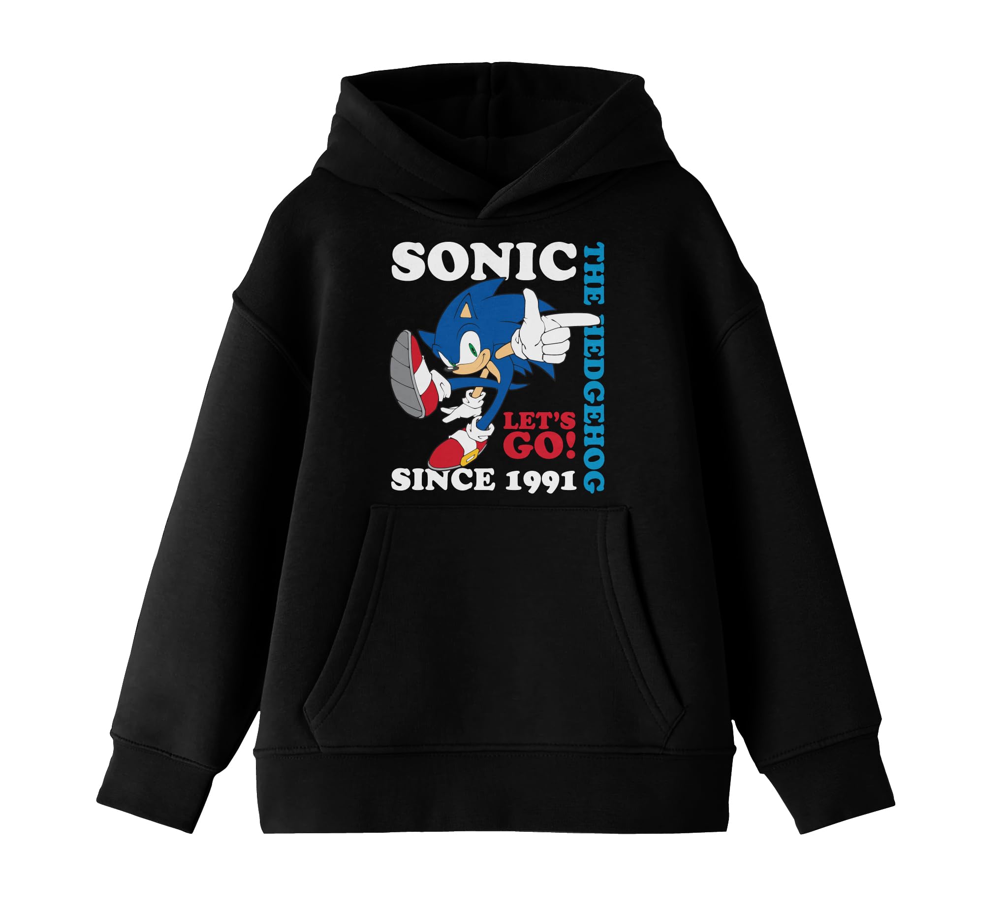 Sonic The Hedgehog Let's Go Since 1991 Boys Black Hoodie Sweatshirt - Retro Gaming Apparel for Kids & Teens - Perfect for Casual Wear, Video Game Parties & Fan Gifts
