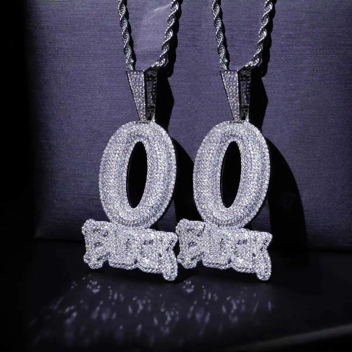 O Block Iced Out VVS Moissanite Pendant Necklace - Luxury Hip Hop Jewelry for Men & Women | Perfect for Parties, Gifts & Streetwear Fashion