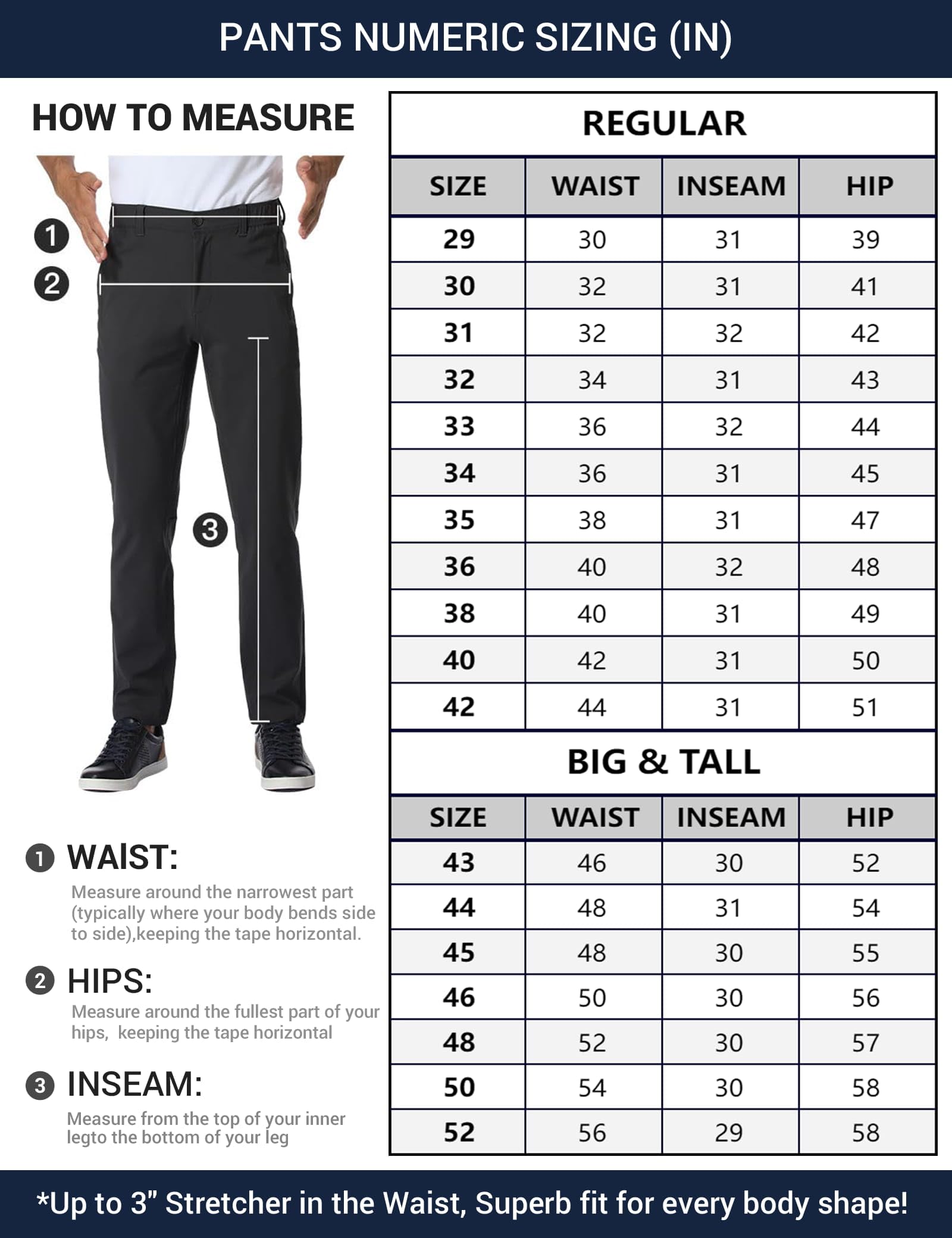 Men's Stretch Dress Pants - Classic Fit Flat Front Work & Golf Pants - Lightweight Comfort for Office, Business Casual & Outdoor Activities