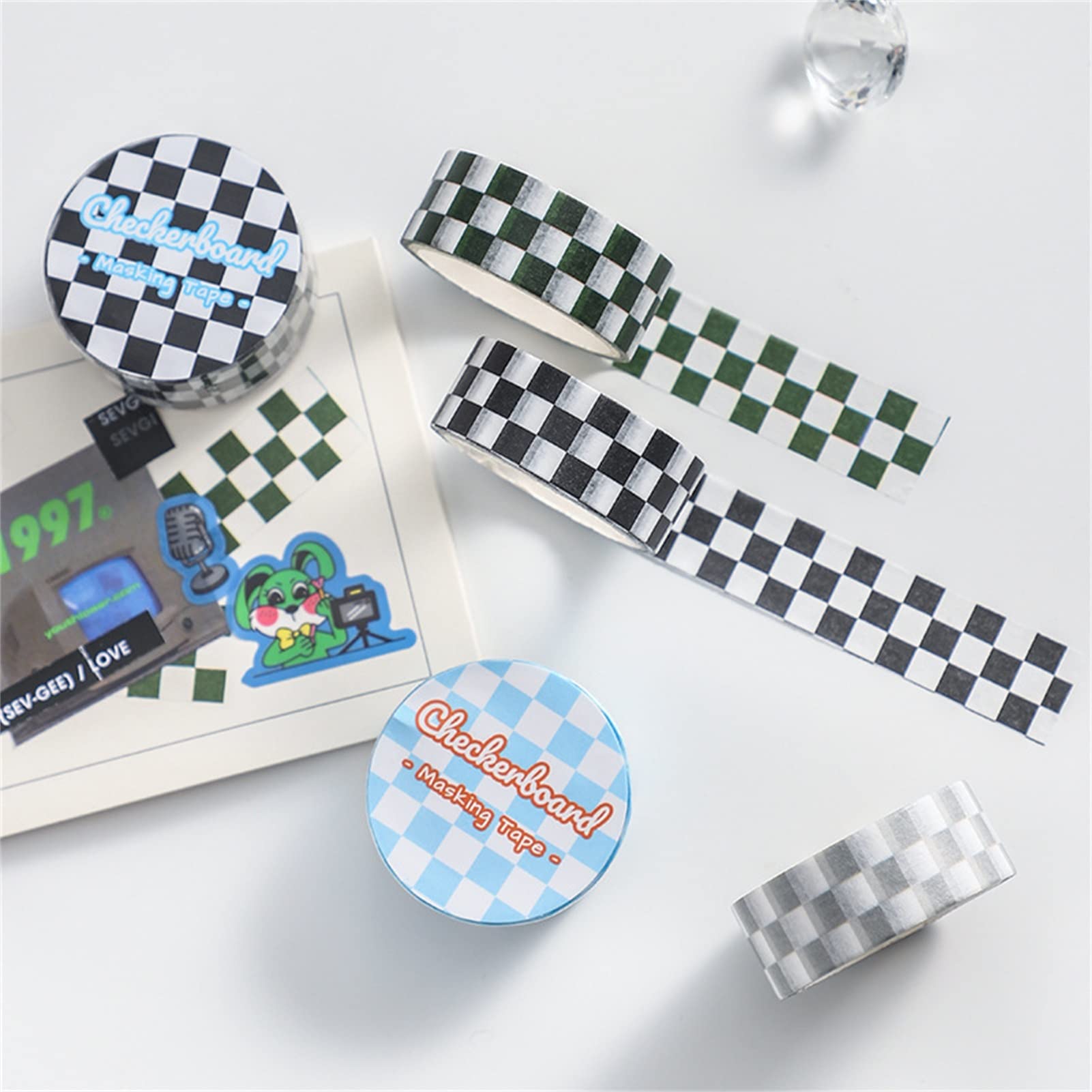 5 Rolls/1 Roll Checkered Flag Washi Tape - Race Car Design Decorative Tape for DIY Crafts, Scrapbooking, Journaling, Cards & School Projects - Perfect for Handbooks, Planners, Art Projects and Party Decorations