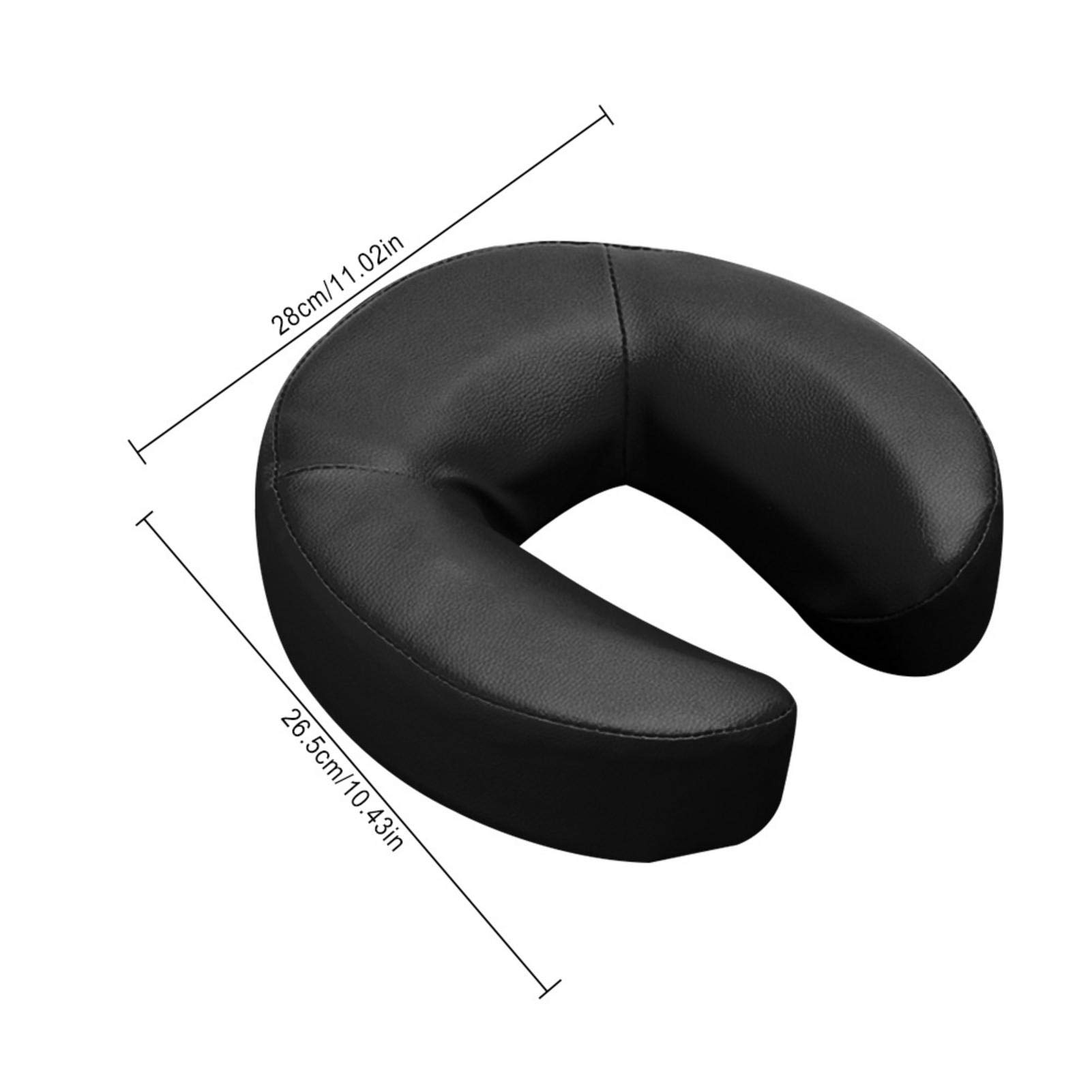Massage Table Face Down Pillow - PU Foam Headrest Cushion for Massage Chairs & Spa Tables | Comfortable Face Support Pillow for Relaxation | Perfect for Massage Therapy, Facials & Spa Treatments (Black)