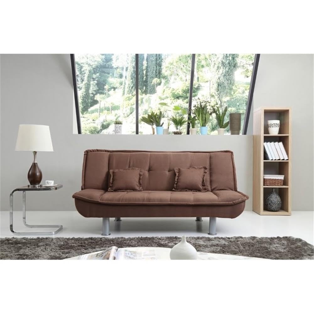 Glory Furniture Lionel Microsuede Sleeper Sofa in Chocolate Brown - Convertible Sofa Bed for Small Spaces, Living Room & Guest Room
