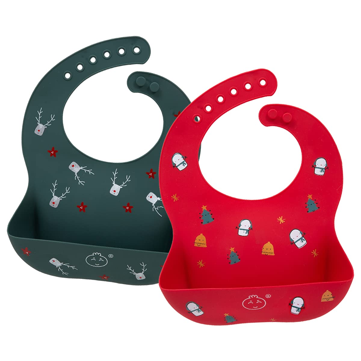 Little Dimsum Baby Bibs 2Pcs - Soft Silicone Feeding Bibs for Babies & Toddlers, Adjustable, Waterproof, Easy to Clean - Perfect for Mealtime, Weaning & Food Crumb Catcher - Ideal for Home, Restaurant & Travel Use