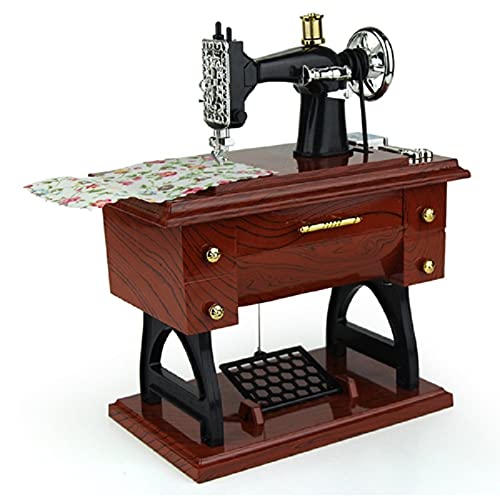 Vintage Mini Sewing Machine Style Mechanical Music Box - Aveo Hand-Cranked Musical Gift for Birthdays, Weddings, Anniversaries | Unique Table Decor & Collectible Present (Summer Color) | Perfect for Home Decor, Party Favors & Romantic Surprises