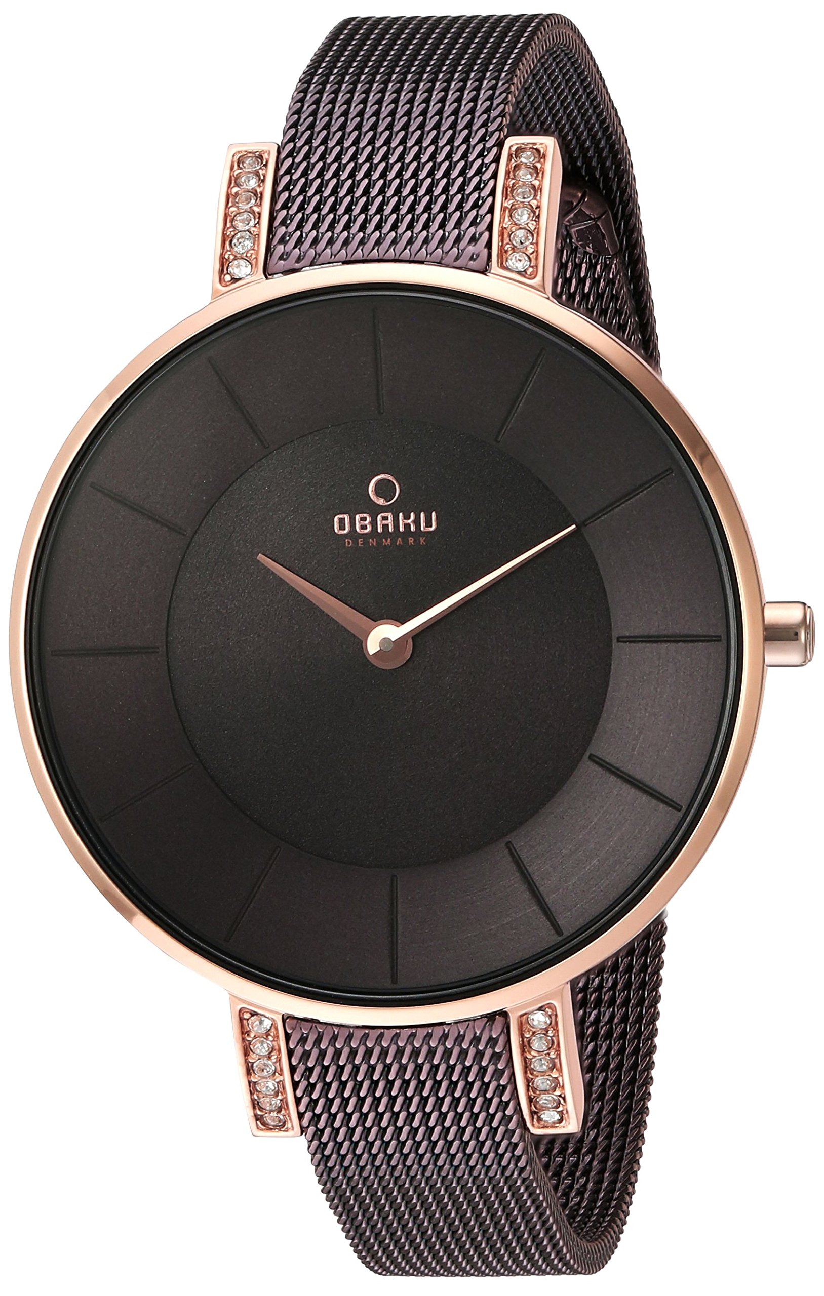 Obaku Women's Quartz Stainless Steel Dress Watch - Slim Minimalist Brown Leather Strap, Water Resistant, Elegant Fashion Timepiece for Office, Party & Formal Events (Model: V158LEVNMN)