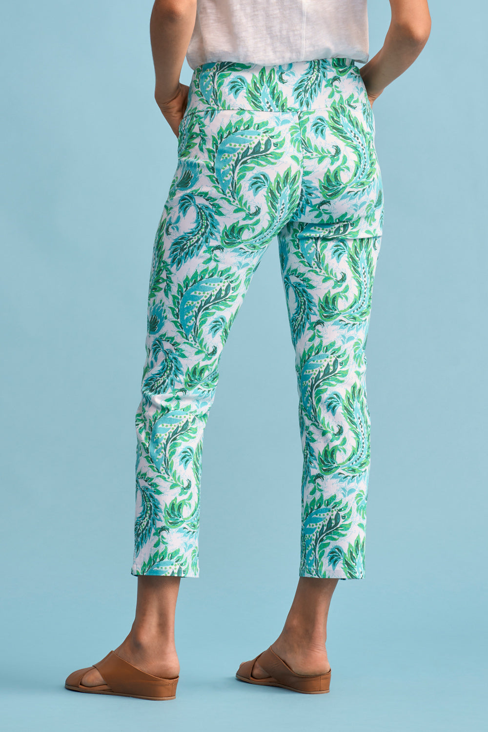Lightweight Print Pants with Unfurling Fern Design - Comfortable Casual Wear for Women | Perfect for Yoga, Travel & Everyday Use