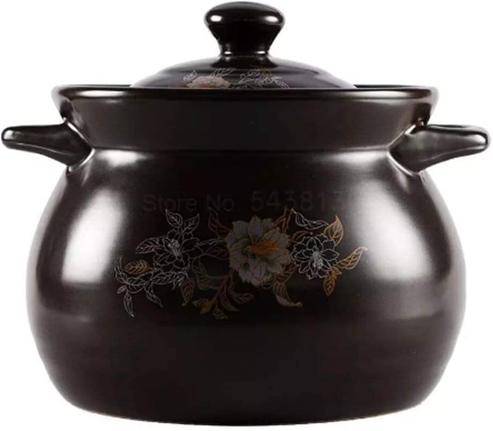 Vintage Ceramic Casserole Pot for Gas Stove - Chinese Medicine Stew Pot, Corrugated Soup Cooker for Household Use | Perfect for Slow Cooking, Herbal Soups & Traditional Recipes