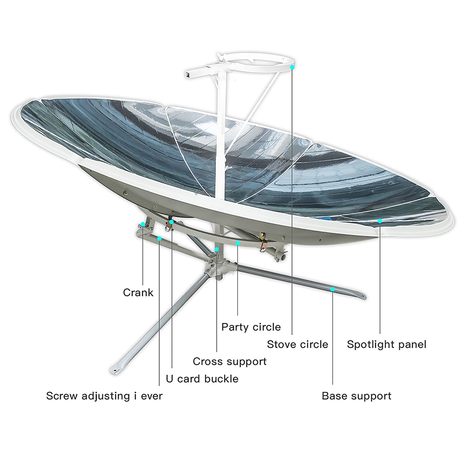**1800W Portable Parabolic Solar Cooker - 59 Inch Foldable Outdoor Oven with Magnesia Stove Kit for Camping, Hiking & Emergency Cooking**