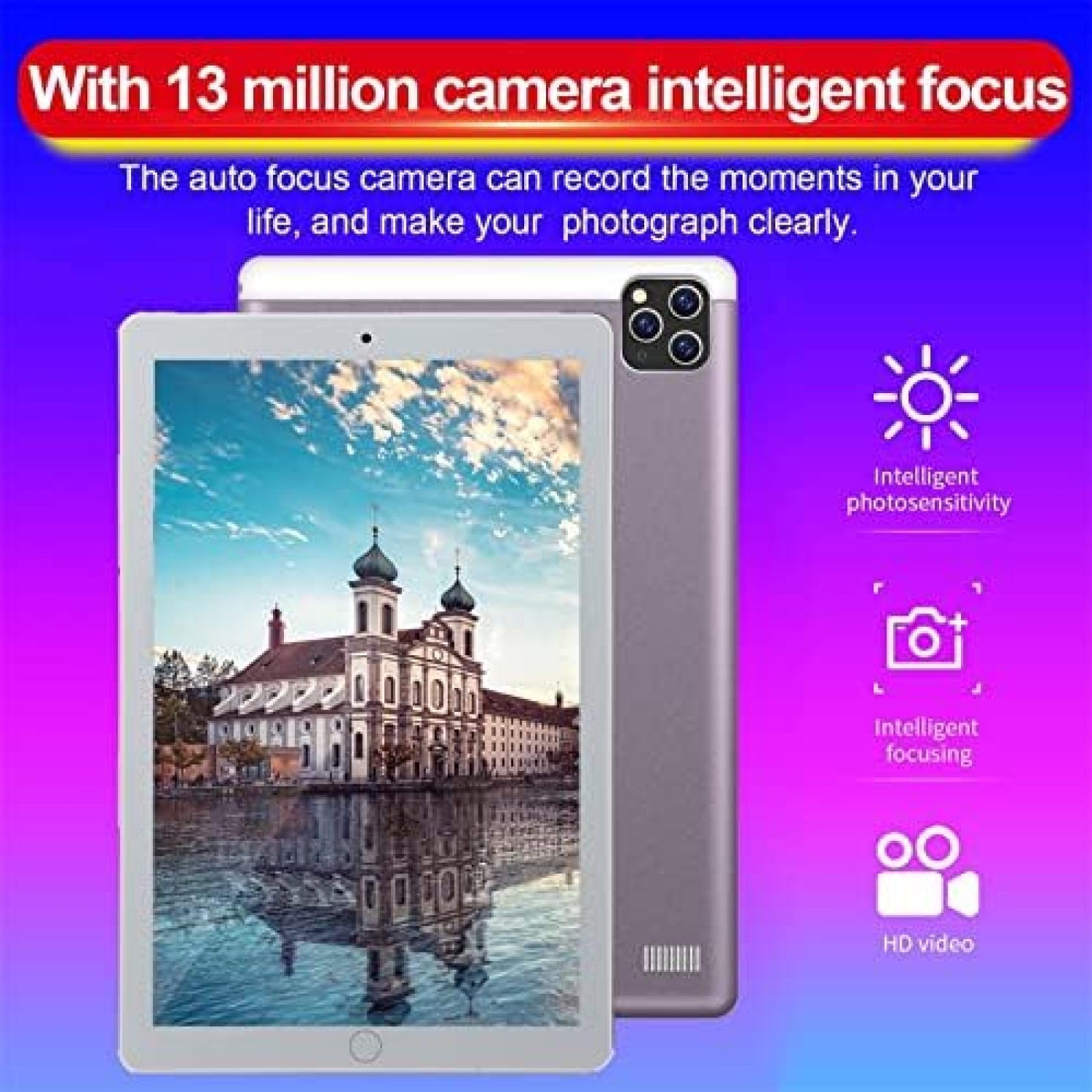 10 Inch Android Tablet with 3G/4G LTE, Dual SIM Slots, Quad-Core Processor, HD Touchscreen, WiFi, Bluetooth, GPS - Light Purple | Perfect for Travel, Business & Entertainment