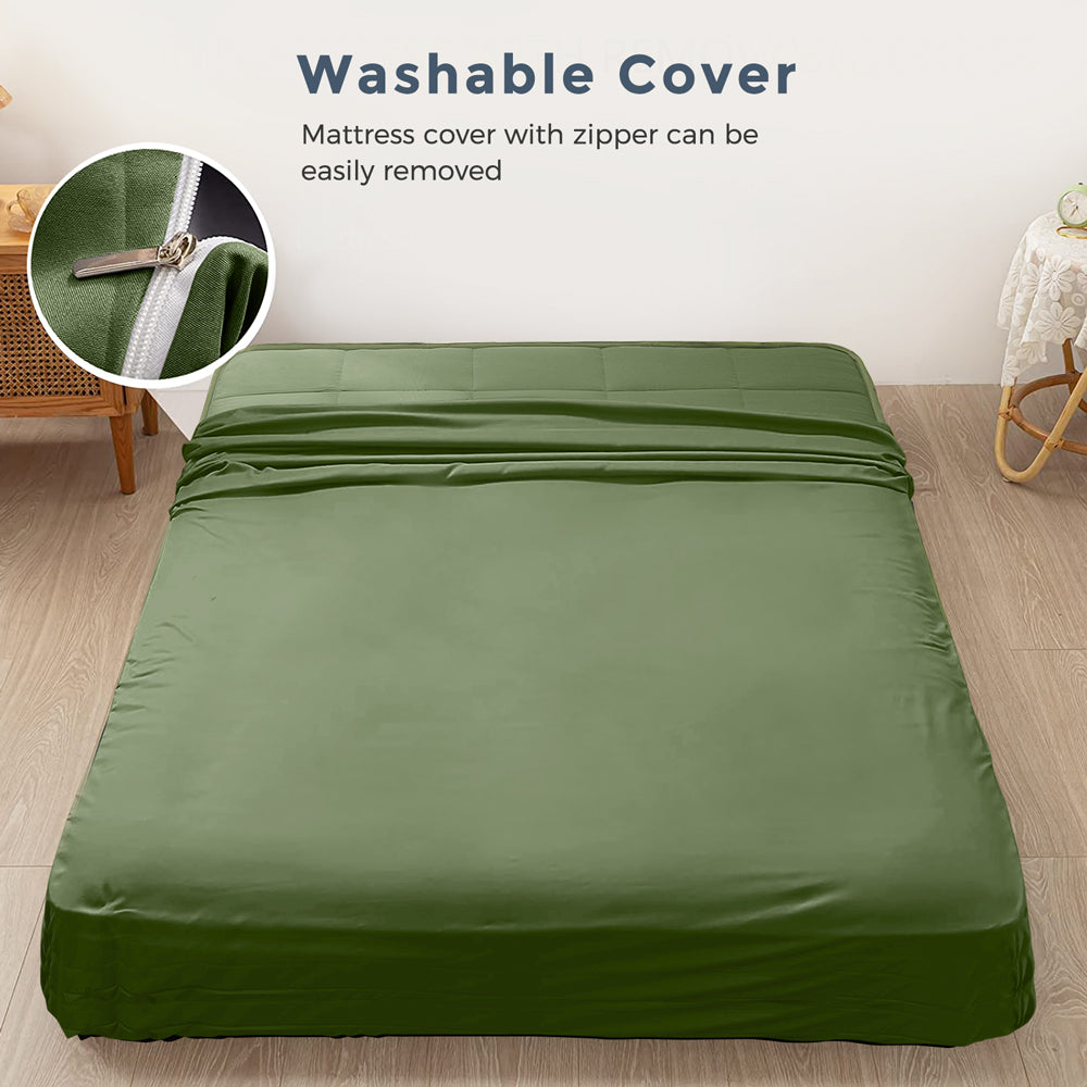 MAXYOYO Padded Japanese Floor Mattress - Green Foldable Roll Up Futon Mattress for Bedroom, Guest Room & Travel | Comfortable Floor Sleeping & Lounging