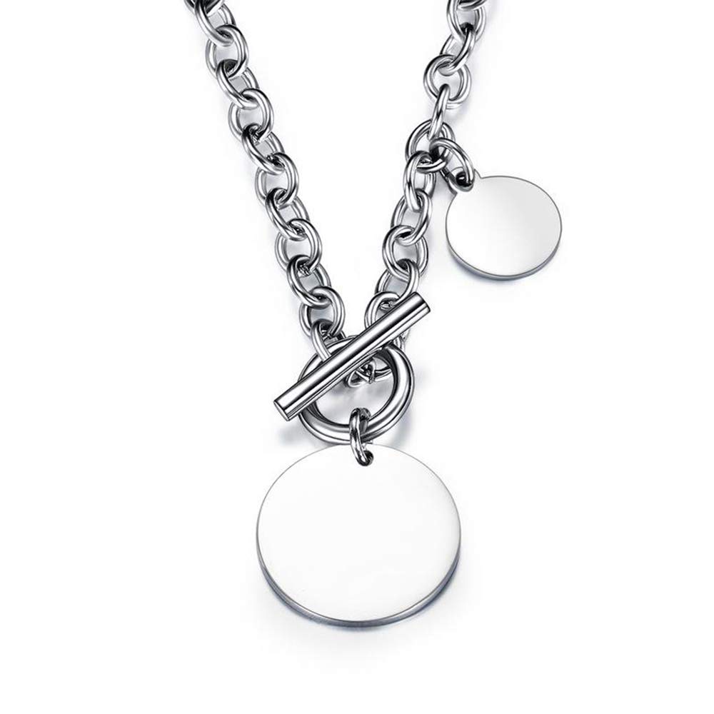 Stainless Steel Moon Coin Cable Chain Necklace for Women - Minimalist Geometric Dainty Punk Jewelry with Toggle Clasp, 22 Inch, Perfect Gift for Birthday, Best Friend | Everyday Wear, Office, Date Night, Special Occasions