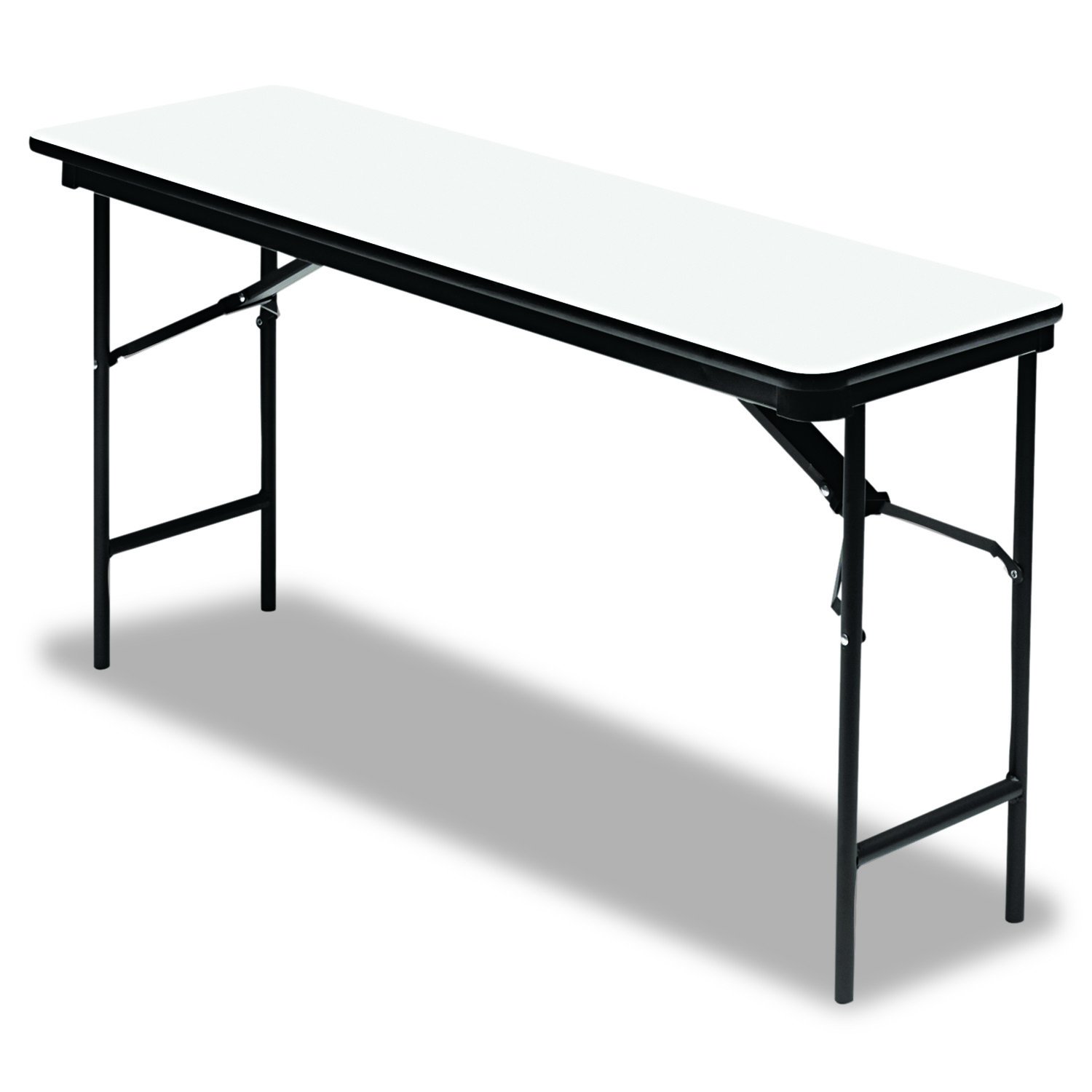 Commercial Folding Table 18x72 Inches - Heavy Duty Laminate Wood Desk with Steel Legs, Adjustable Height 29
