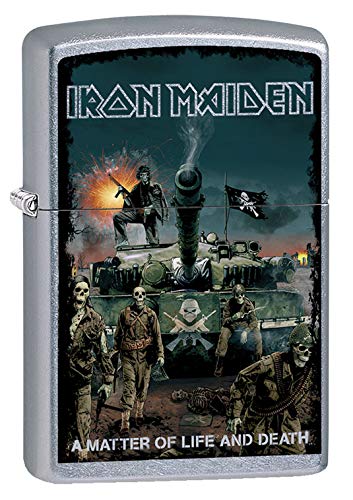 Zippo Lighter Iron Maiden A Matter of Life and Death Street Chrome 80911 - Collectible Windproof Metal Lighter for Camping, Smoking & Outdoor Adventures