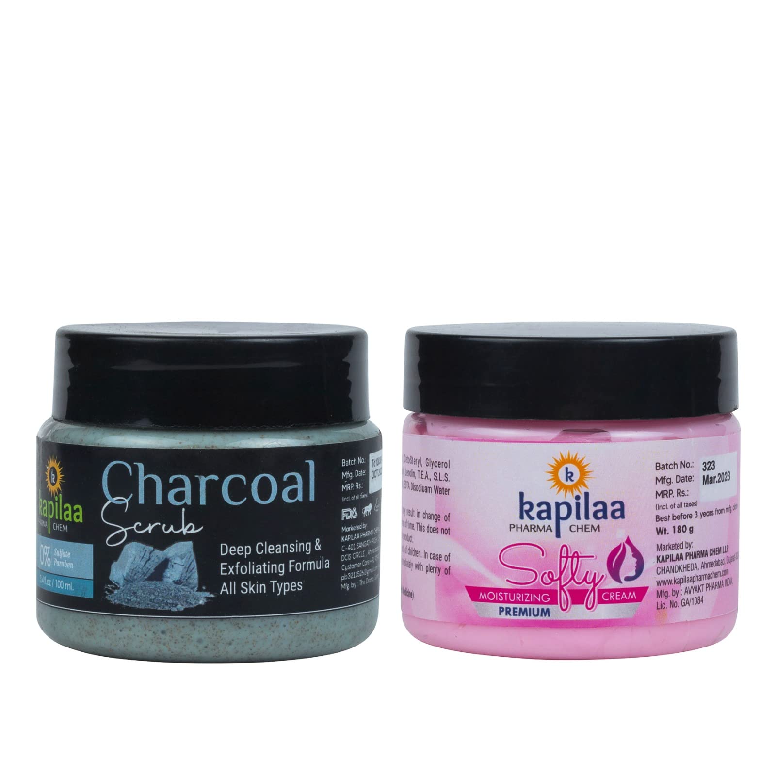 Kapilaa Pharma Chem Charcoal & Soothing Moisturizer Cream for Oily & Normal Skin - 100ml | Deep Cleansing & Hydration | Perfect for Daily Skincare Routine & Acne-Prone Skin