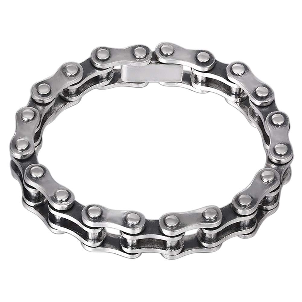 Vintage 925 Sterling Silver Motorcycle Chain Bracelet for Men - 10mm & 13mm Width, 20cm Adjustable Biker Jewelry - Perfect for Bikers, Motorcycle Enthusiasts & Fashion Accessories
