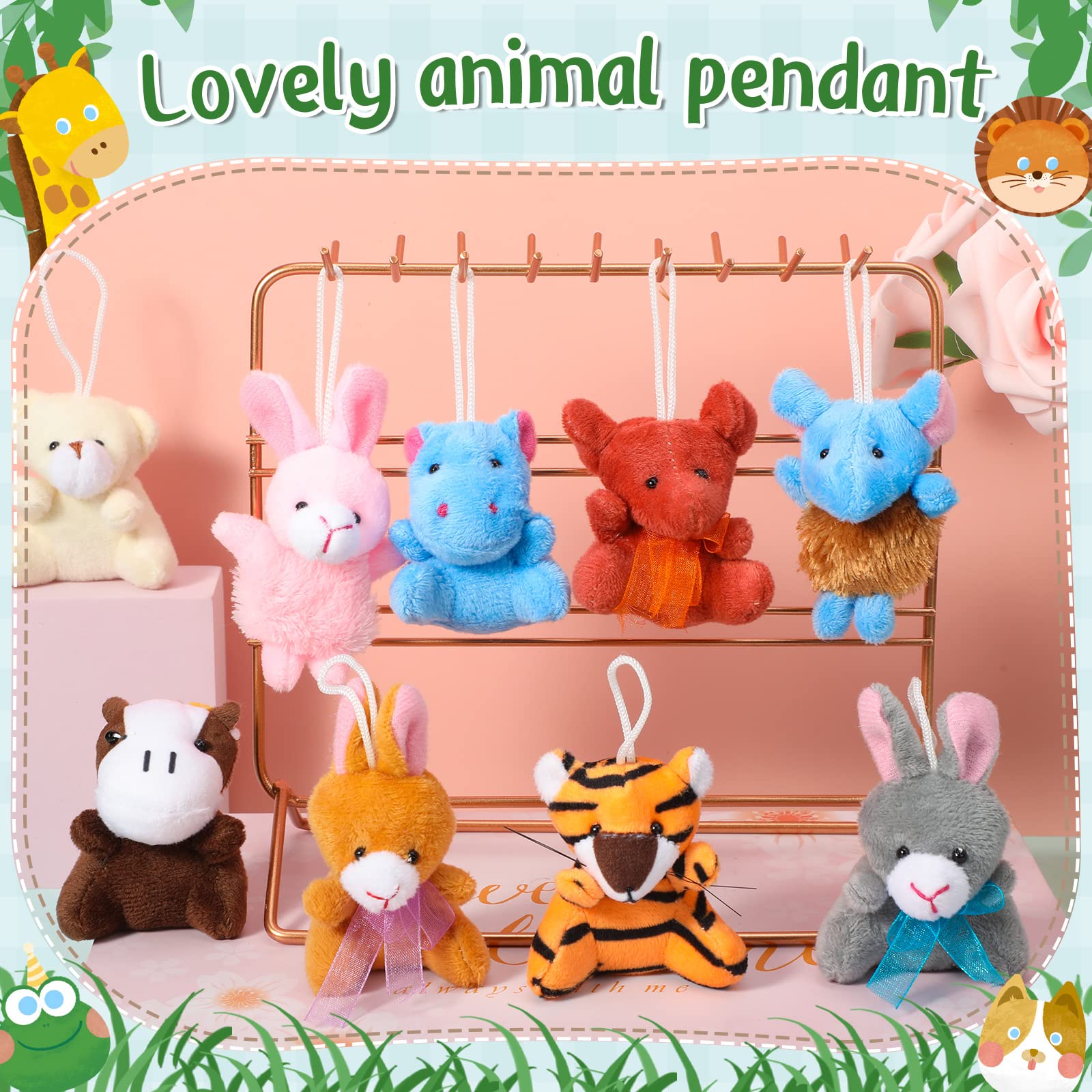 150 Pcs Mini Stuffed Animal Toys Bulk - 2.4 Inch Small Plush Keychain Assortment Set for Kids Party Favors, Goodie Bag Fillers, Carnival Prizes - Perfect for Birthday Parties, Classroom Rewards & Baby Shower Gifts