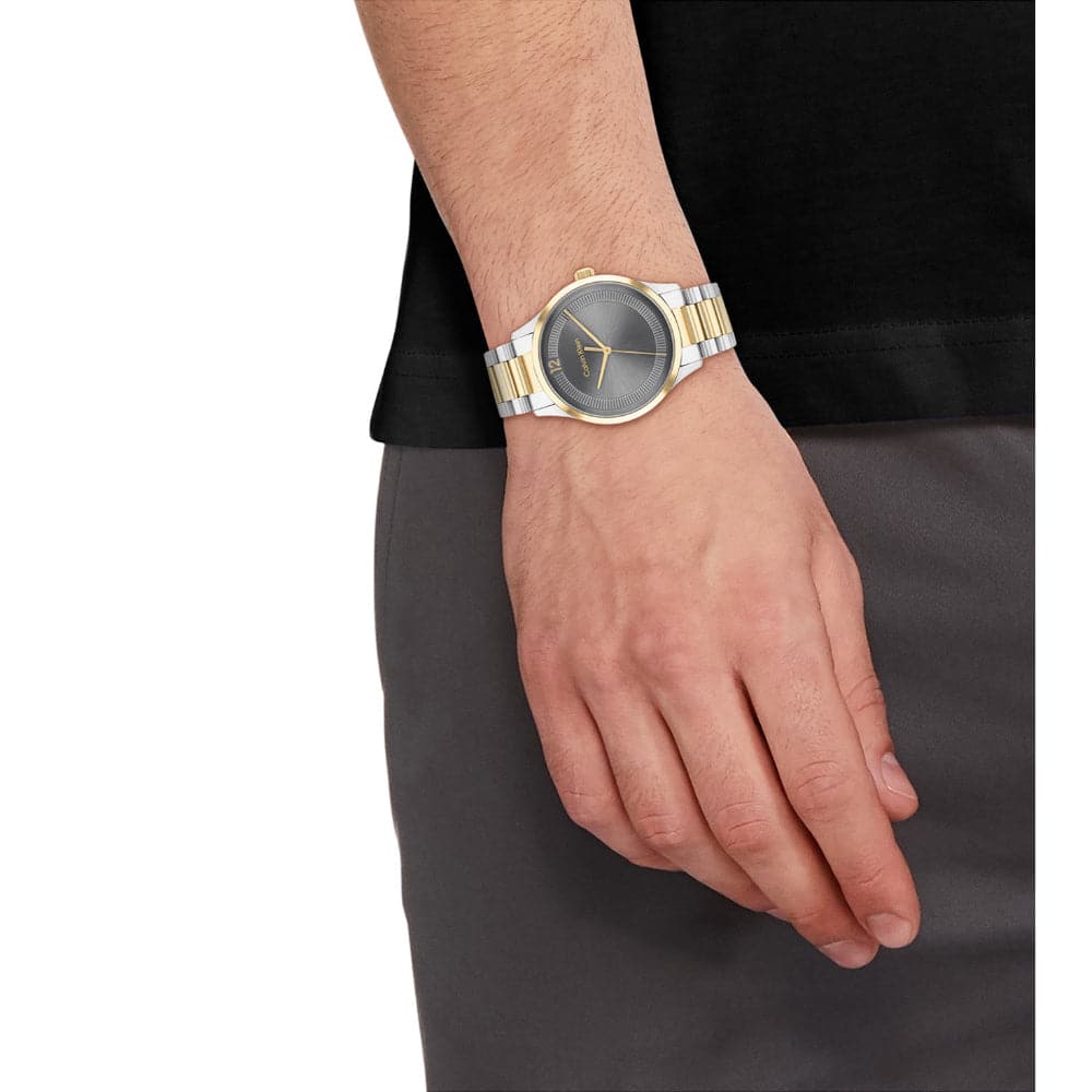 Calvin Klein Gray Dial Two-Tone Stainless Steel Unisex Watch 25200226 - Stylish Accessory for Work, Date Night & Everyday Wear