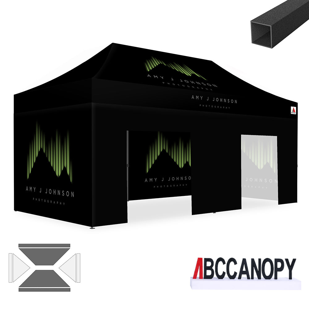 ABCCANOPY 10x10/10x15/10x20 Custom Canopy Tent - Heavy Duty Commercial Pop Up Shelter for Outdoor Events, Farmers Markets & Trade Shows