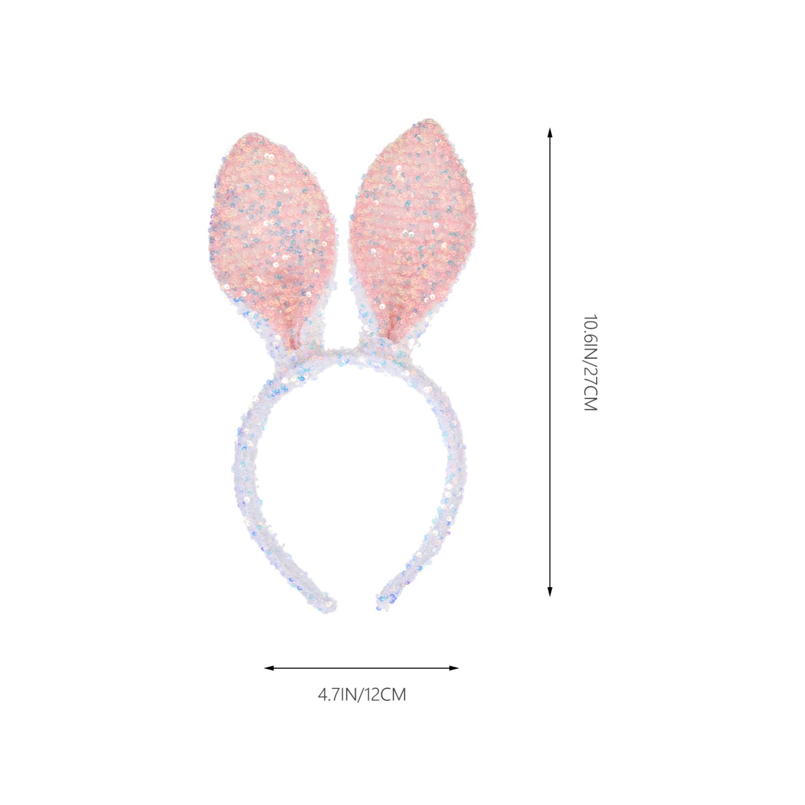 2pcs Sequined Rabbit Ear Headbands for Kids & Women - Plush Bunny Ears Headwear for Halloween, Cosplay, Birthday Parties & Costume Events - Soft Fabric Animal Headbands for Dress Up & Makeup Accessories