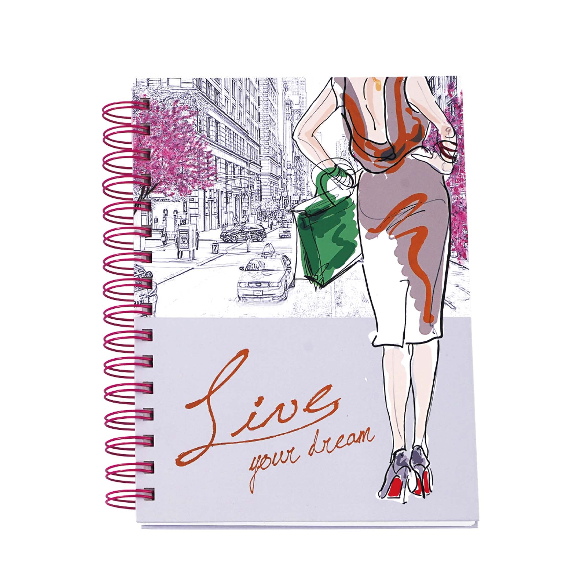 160-Sheet Jumbo Spiral Fashionista Hot Stamp Notebook Journal, 8.5