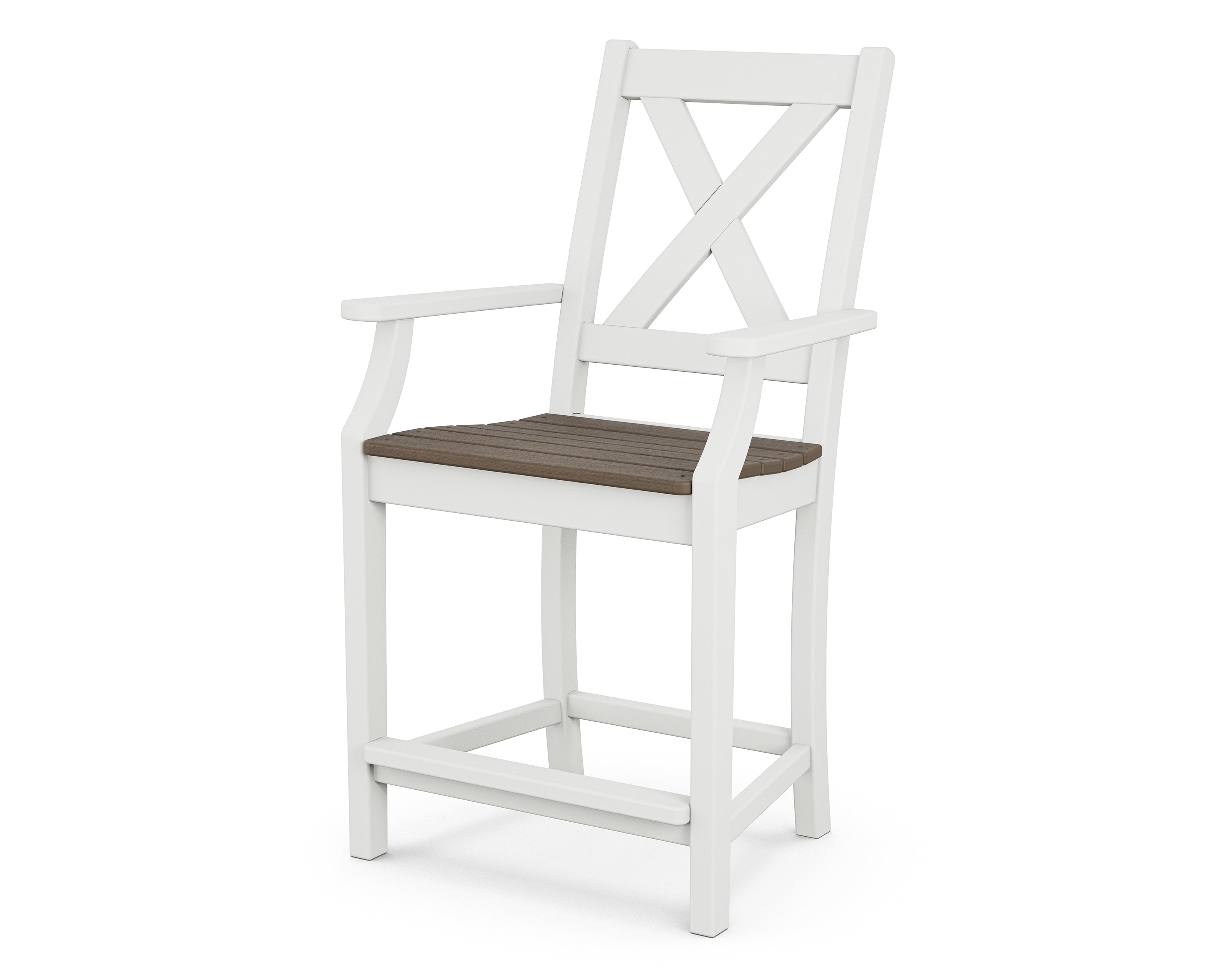 POLYWOOD Braxton Counter Height Arm Chair - Durable Outdoor & Indoor Bar Stool for Kitchen, Patio, and Dining - Weather-Resistant & Comfortable Seating