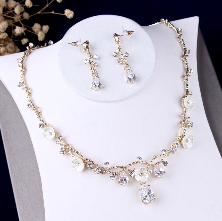 Kariyah Gold Bridal 3 Piece Jewelry Set With Tiara - Elegant Wedding Jewelry for Brides, Bridesmaids & Special Occasions
