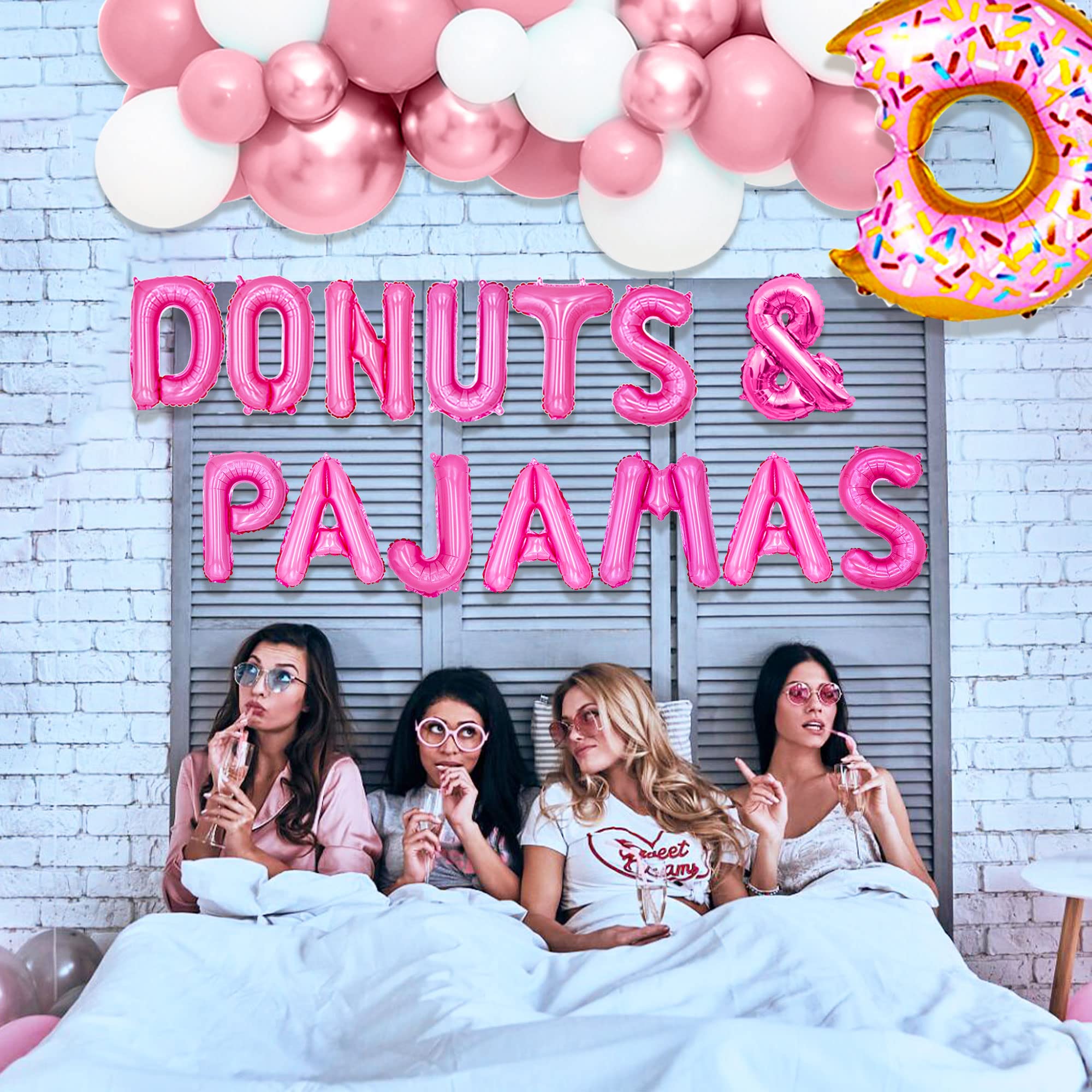 LaVenty Donut & Pajama Party Decorations - 24pcs Balloon Set for Slumber Parties, Girls Night, Birthday Celebrations - Perfect for Sleepovers, Themed Events and Photo Backdrops