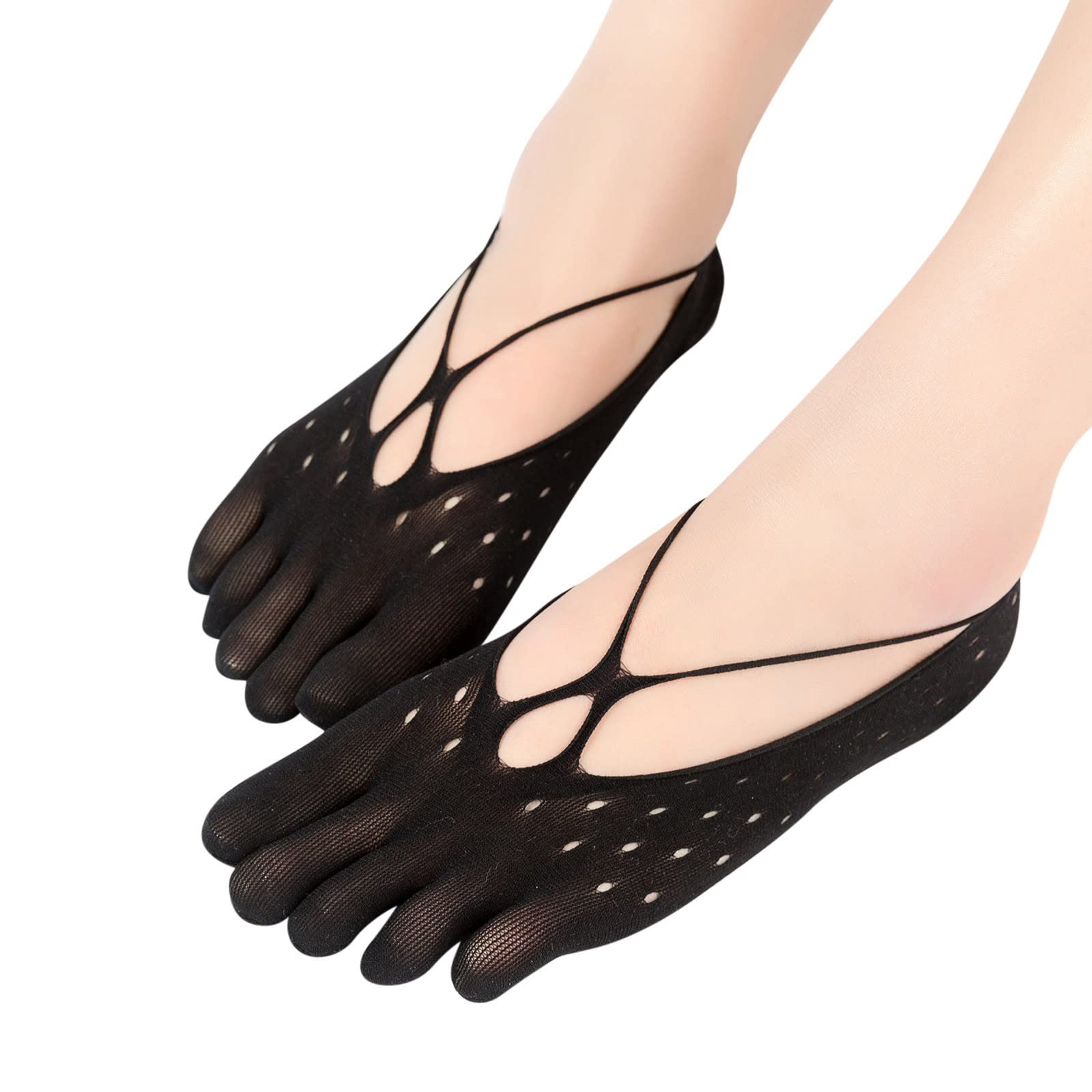 1 Pair Women's Solid Ice Silk Socks - Breathable Invisible No Show Socks with Non-Slip Grip for Sneakers & Loafers - Perfect for Workouts, Running and Casual Wear