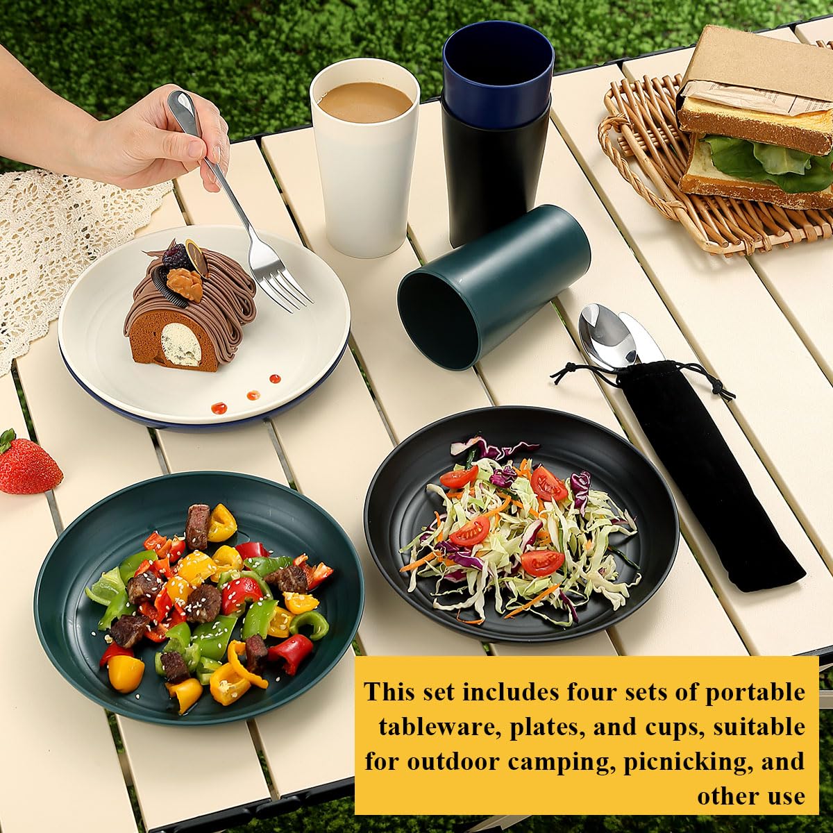 HOMQUEN Camping Essentials - 15-Piece Cooking Utensils Set for RV, Outdoor Hiking, Picnic & BBQ | Portable Camping Gear Must Haves | Perfect Camping Accessories & Gifts for Travel Enthusiasts