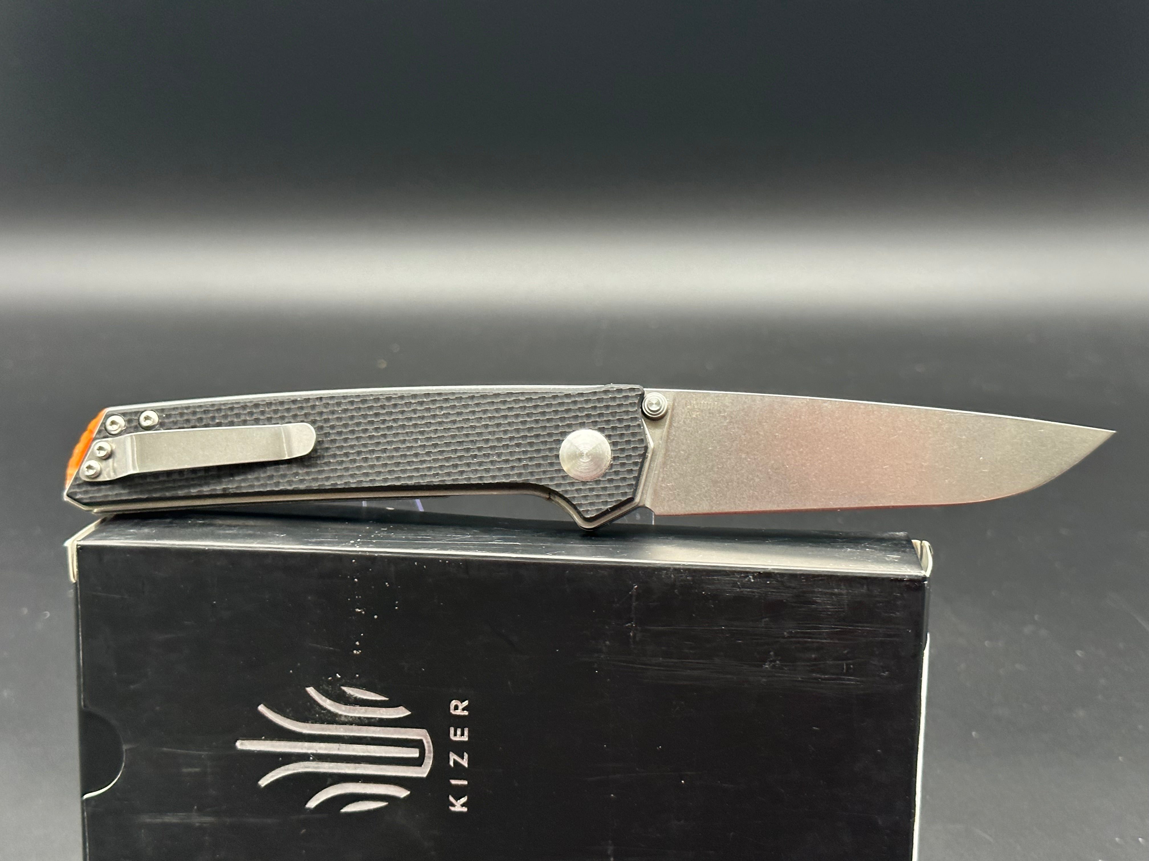 Kizer Domin Ki4516A1 Folding Pocket Knife - VG-10 Stainless Steel Blade, Stonewash Finish, G10 Handle - EDC, Camping, Outdoor Survival Gear