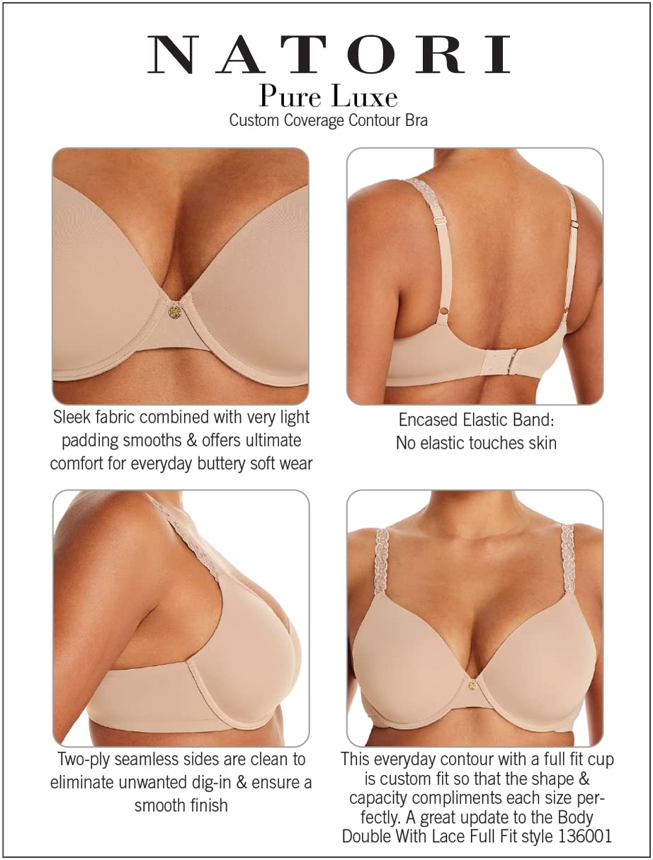 Natori Women's Pure Luxe Custom Coverage Contour Bra - Seamless Underwire Support for All-Day Comfort | Perfect for Work, Yoga & Everyday Wear