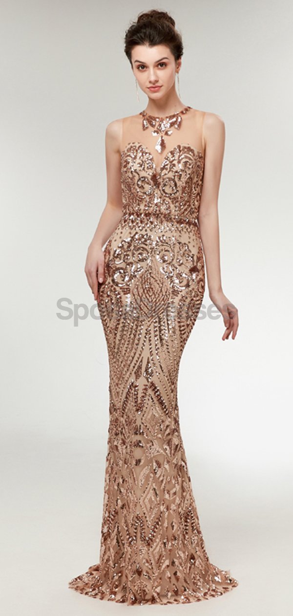 Sparkly Gold Sequin Mermaid Evening Prom Dress for Women - Elegant Long Gown for Party, Homecoming, and Special Occasions