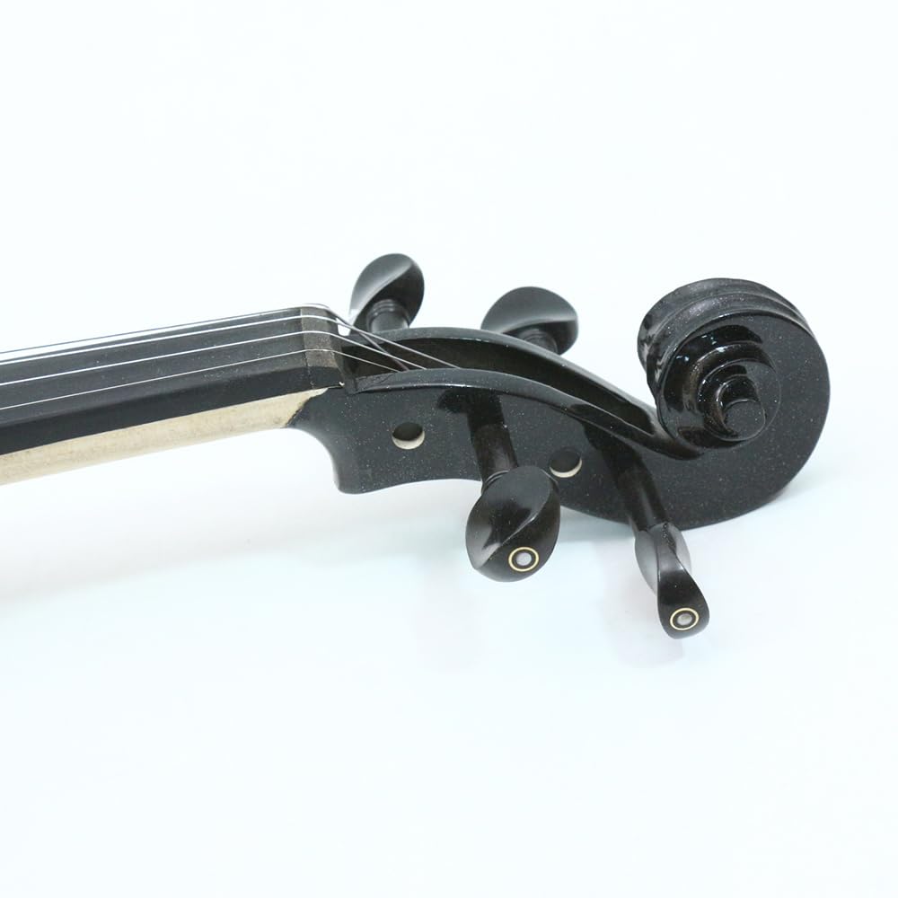 **4/4 Full Size Electric Silent Violin for Beginners – Solid Wood Fiddle with Ebony Fittings, Case & Bow (4-String Black Violin with Small Jack) – Perfect for Home Practice, Studio Recording & Quiet Rehearsals**