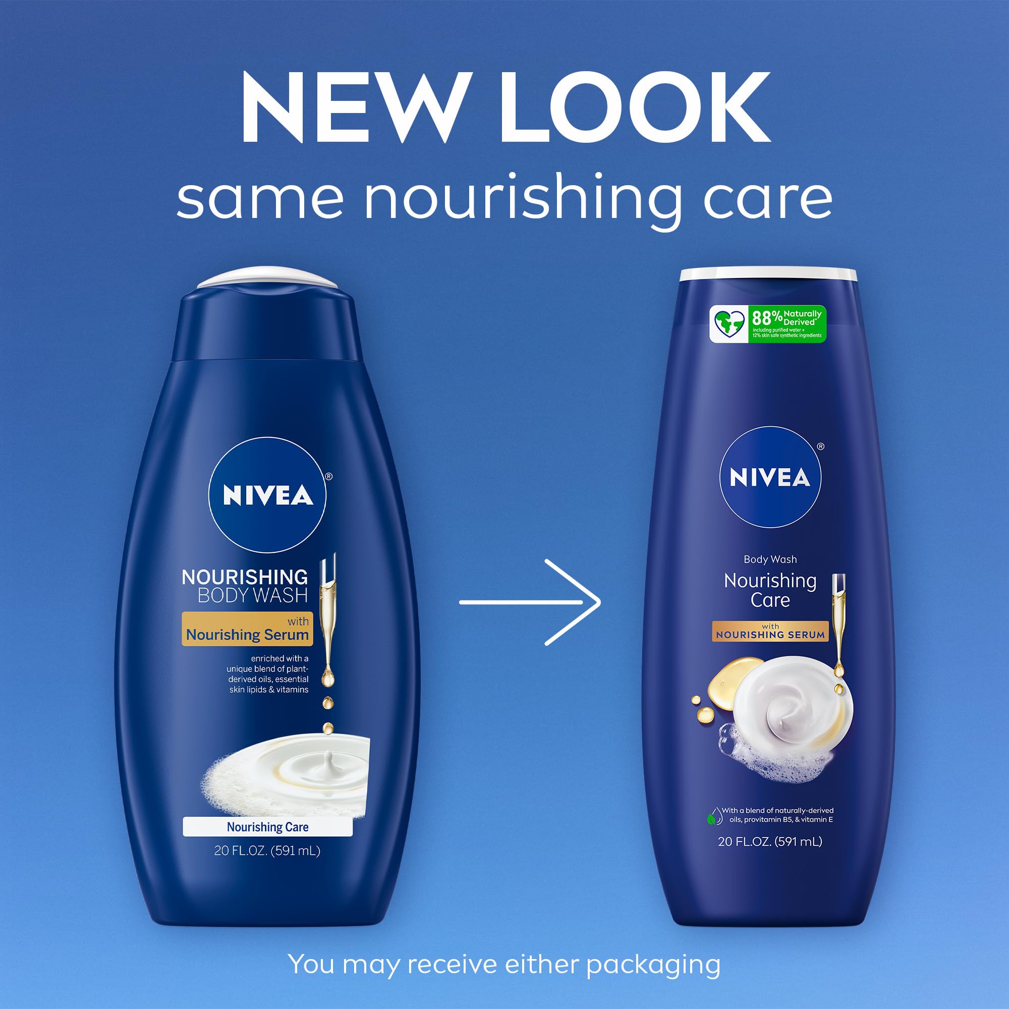 NIVEA Nourishing Care Body Wash with Nourishing Serum & Vitamin E | Moisturizing Shower Gel for Dry Skin | Provitamin B5 Enriched | 20 Fl Oz | Perfect for Daily Hydration & Soft Skin Care Routine
