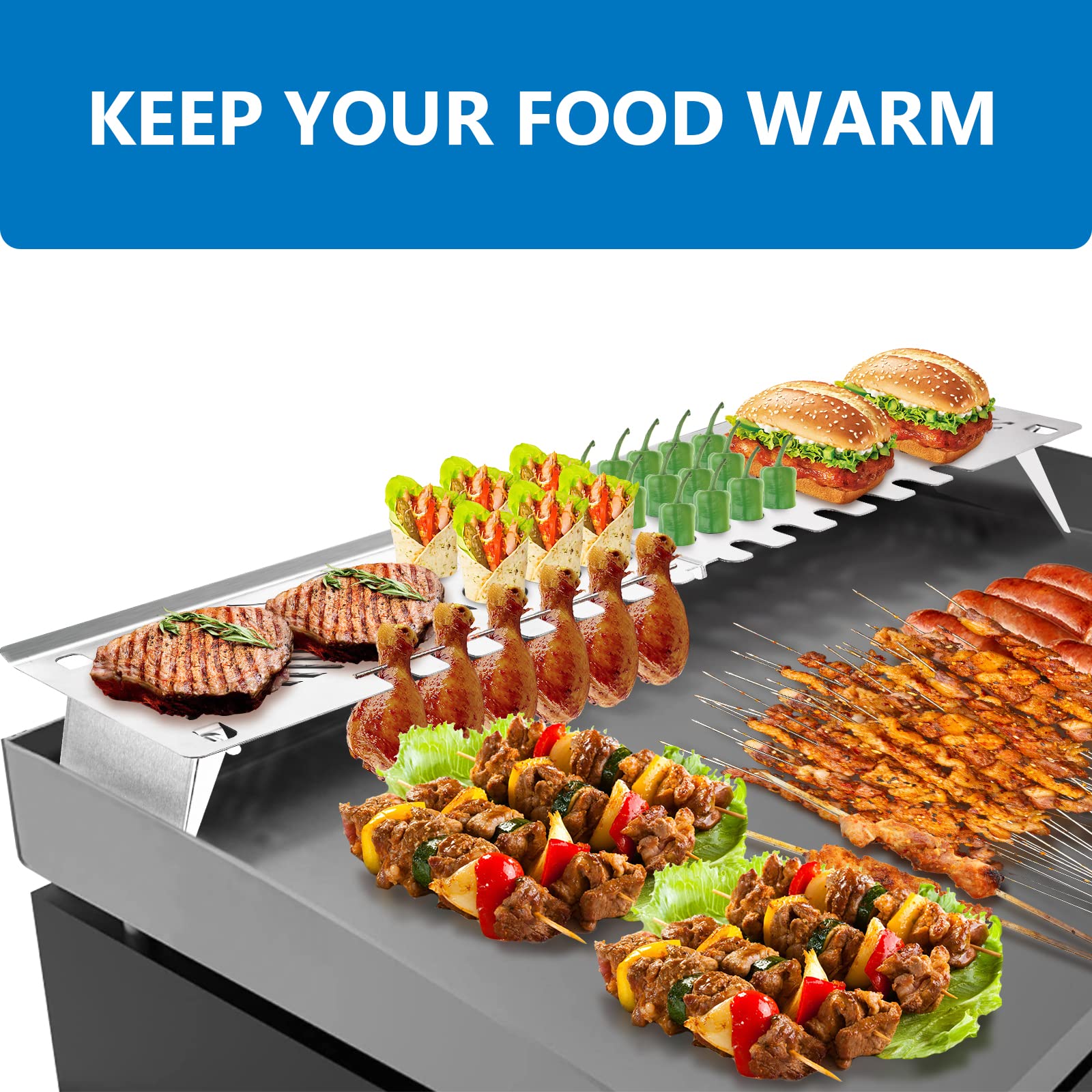 Stainless Steel Warming Rack for Blackstone 36 Inch Griddle - Compatible with 1554 & 1825 Models (With/Without Hood) - Heavy Duty Grill Accessory for Chicken, Burgers & More - Perfect for Backyard BBQs, Tailgating & Outdoor Cooking
