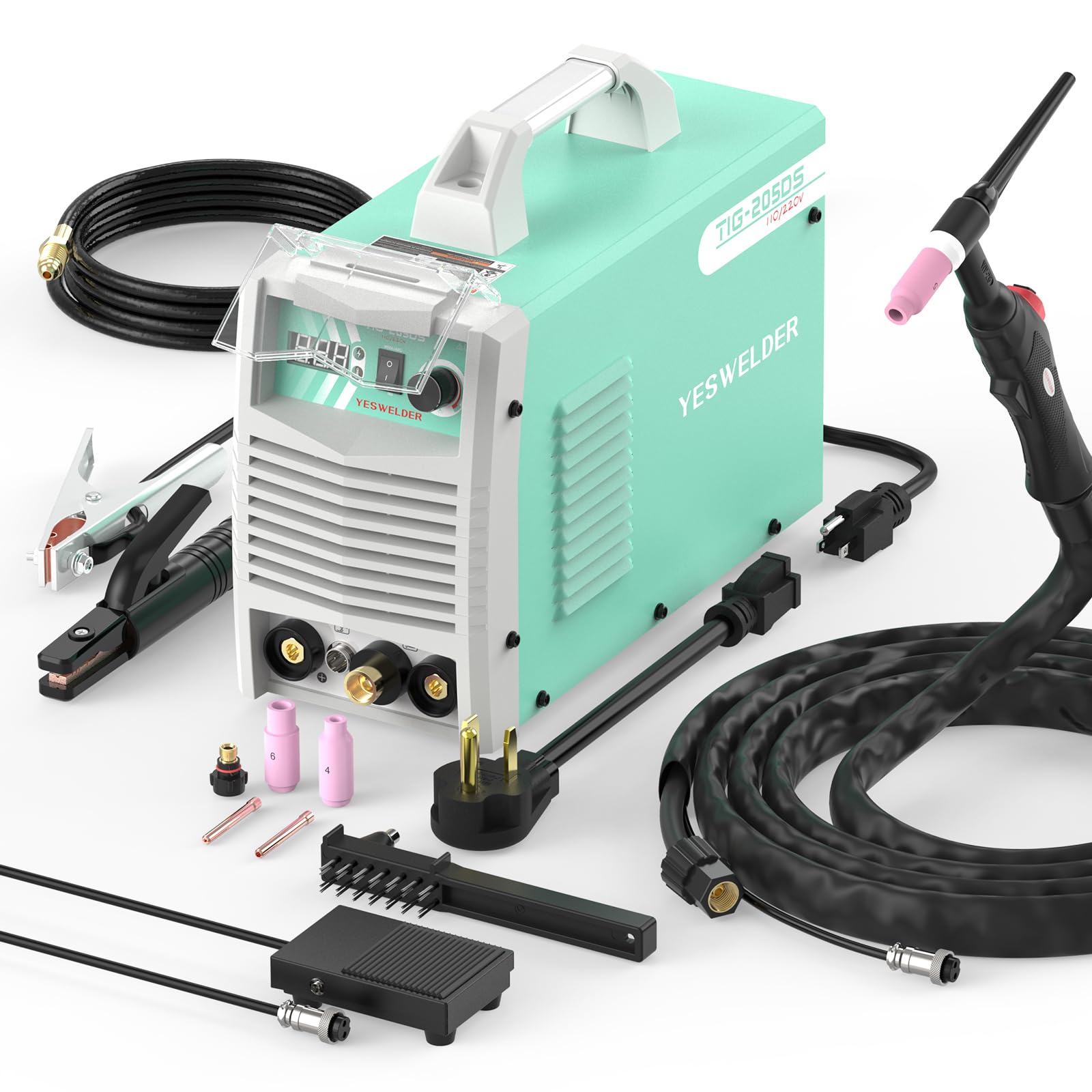 YESWELDER TIG-205DS HF 205 Amp Dual Voltage TIG Welder - 110V/220V TIG/Stick/Arc Welding Machine with Foot Pedal - Perfect for Home DIY, Metal Fabrication & Automotive Repair