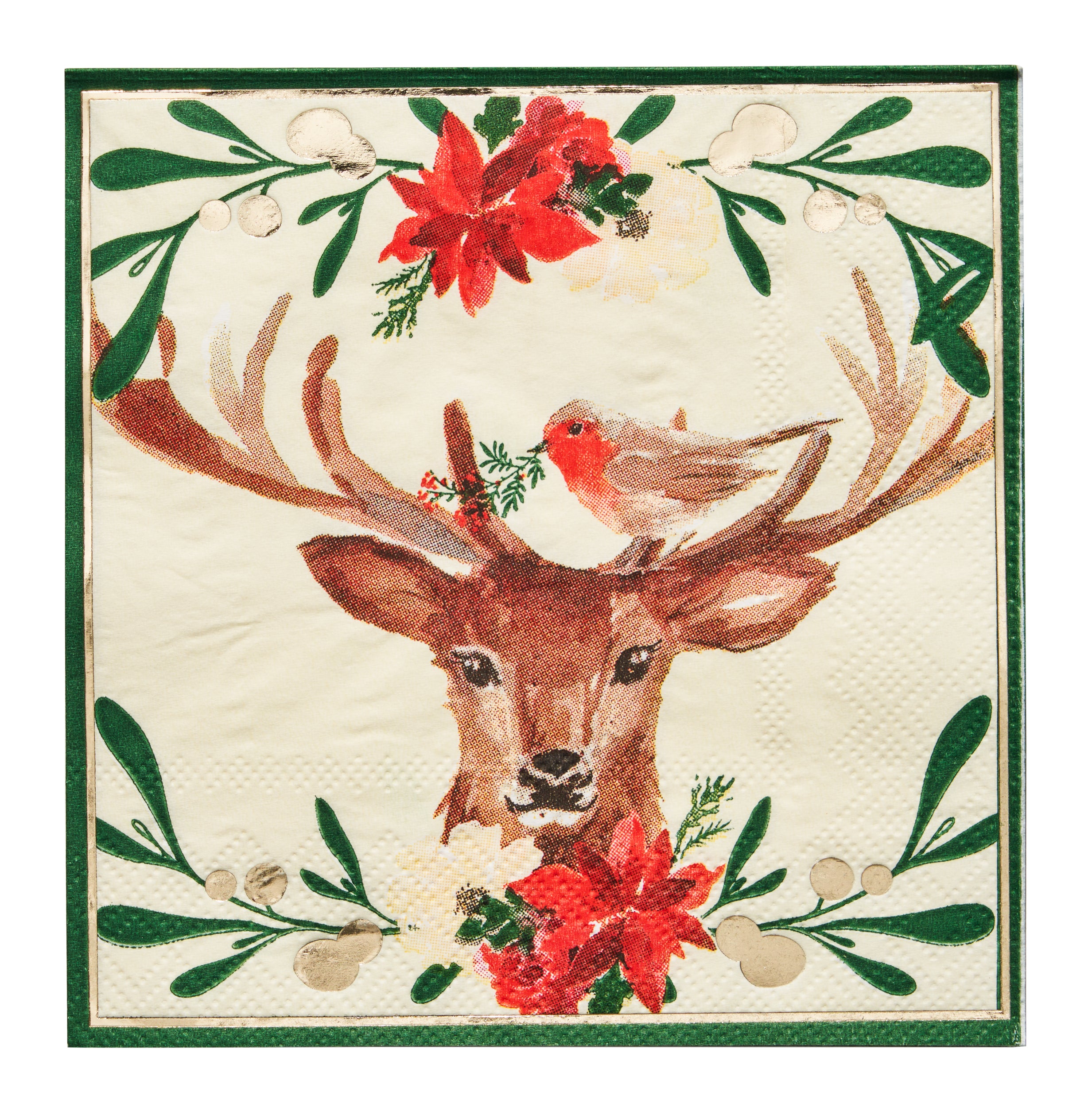 Festive Christmas Tree Paper Cocktail Napkins - 20 Pack - Holiday Party Decorations & Dinner Table Settings for Christmas Celebrations