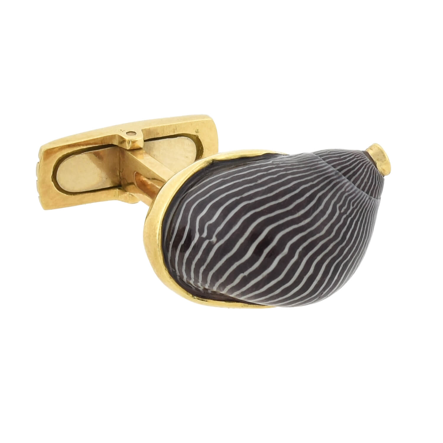 RENATO CIPULLO Estate 18kt White Gold Zebra Snail Shell & Sapphire Cufflinks - Luxury Men's Jewelry for Formal Events & Business Attire