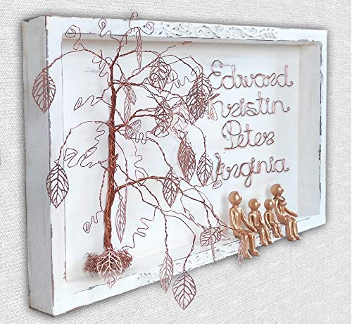 Personalized Bronze Willow Tree Family of 4 Figurine - 8th, 19th Wedding Anniversary Gift for Parents & In-Laws - Wall Charmers Shabby Chic Home Decor - Perfect for Family Photo Collages & Special Occasions