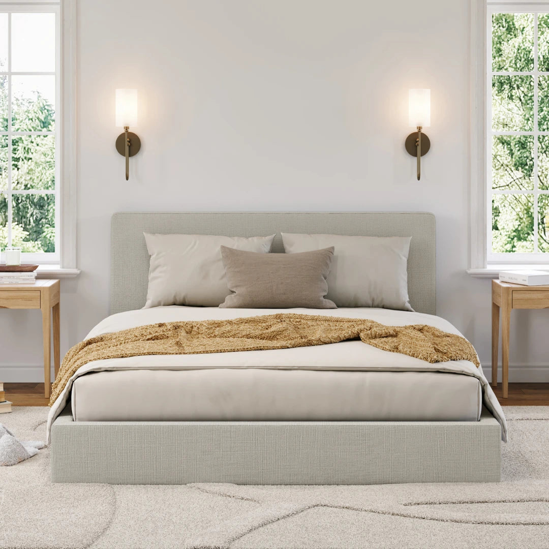 Classic Bed Frame Set with Headboard - Queen Size Bedroom Furniture for Modern Home Decor | Moon