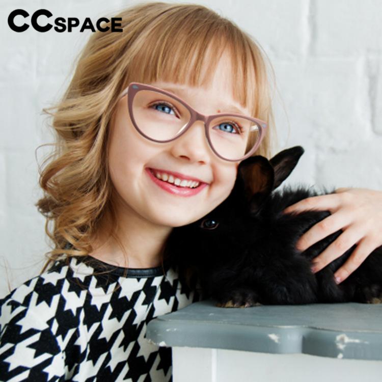 CCspace Kids Unisex Full Rim Cat Eye Acetate Eyeglasses 56600 - Stylish & Durable Children's Glasses for School, Reading & Everyday Wear