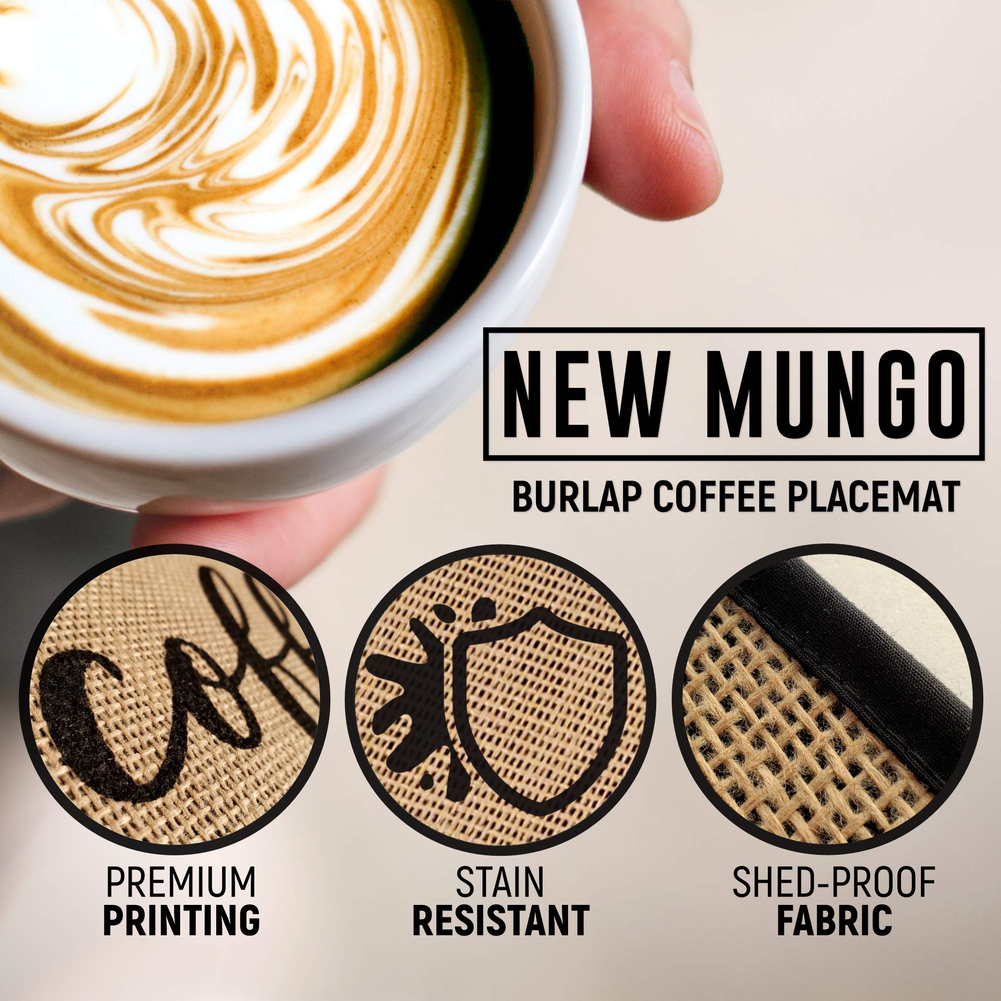 Premium Mungo Coffee Bar Mat - Non-Slip Burlap Placemat with Fabric Backing 20