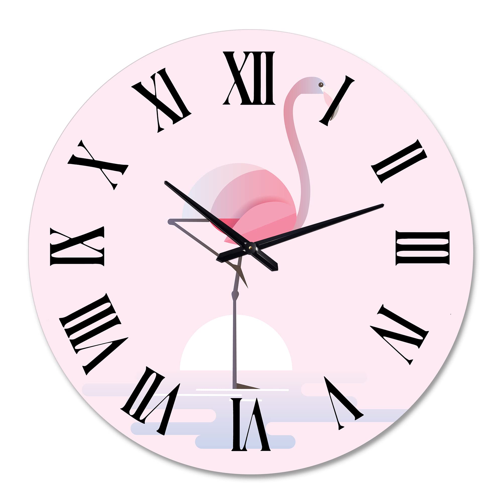 Farmhouse Wall Clock with Standing Pink Flamingo - Large Decorative Wall Clock for Living Room, Kitchen, Bedroom | Rustic Home Decor & Unique Gift Idea