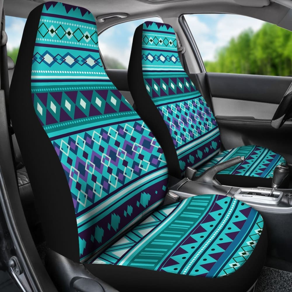 Premium Aztec Blue Teal Car Seat Covers - Universal Fit for Cars, Trucks & SUVs - Durable & Stylish Protection for Daily Commute & Road Trips