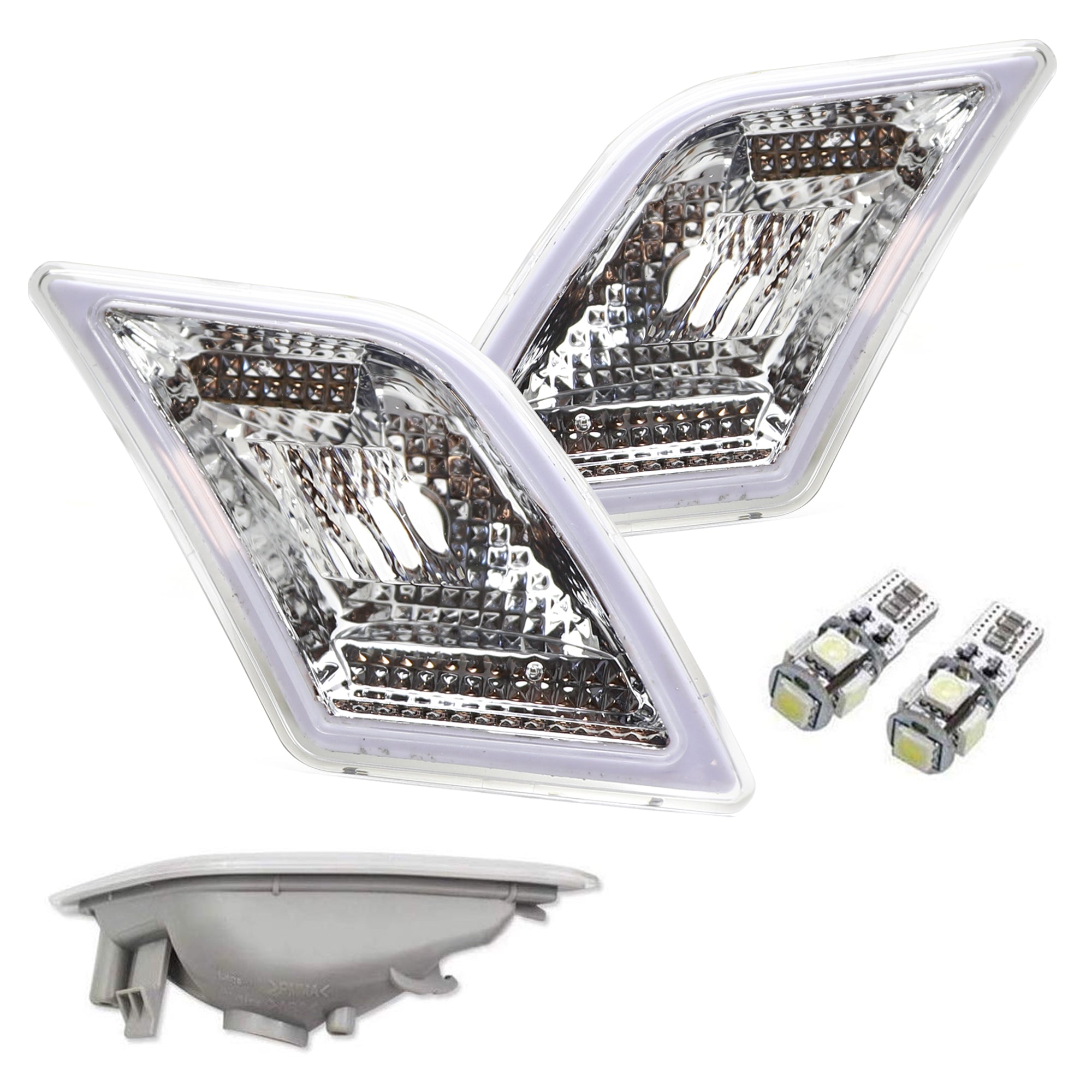 White LED Clear Lens Side Marker Lights for 2008-2011 Mercedes W204 C250 C300 C350 - Enhance Visibility & Style for Night Driving & Car Customization